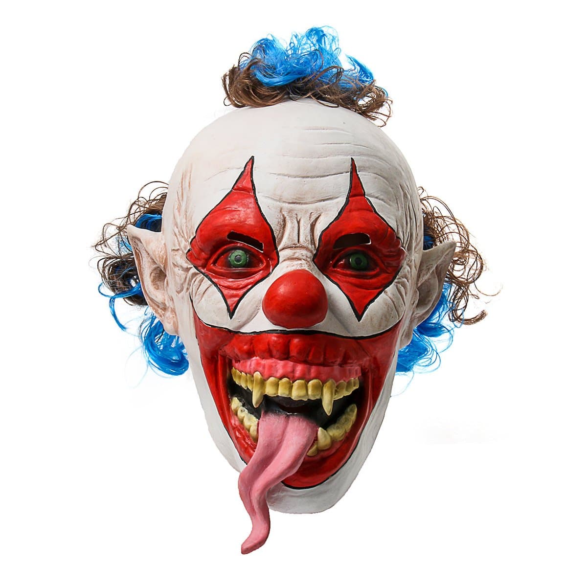 Adult Men's Snake Tongue Evil Clown Latex Mask Scary Halloween Costume Party Props White