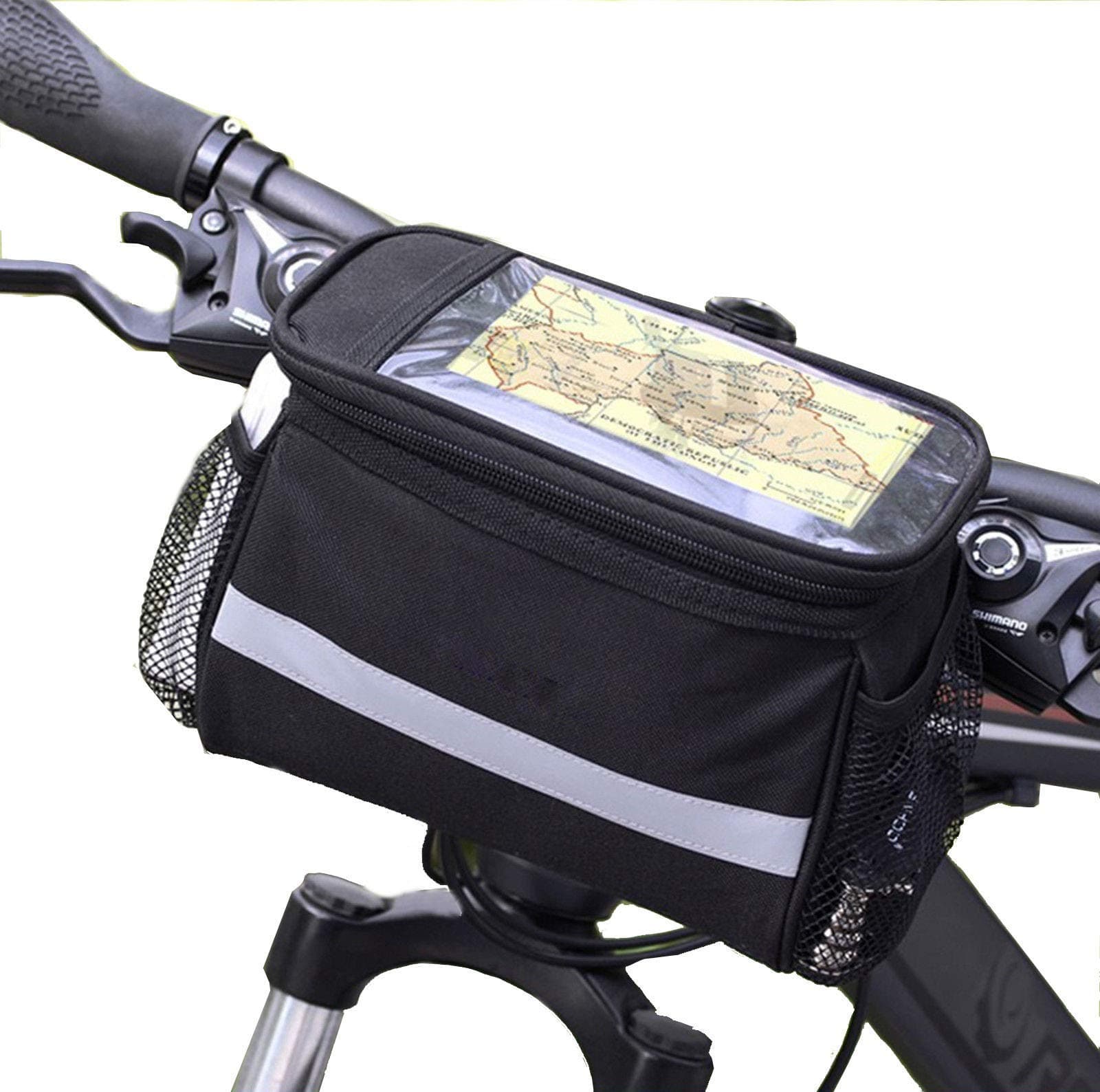 StyleZ Cycling Bike Bicycle Handlebar Zipped Bag Front Basket with Clear Map Pocket