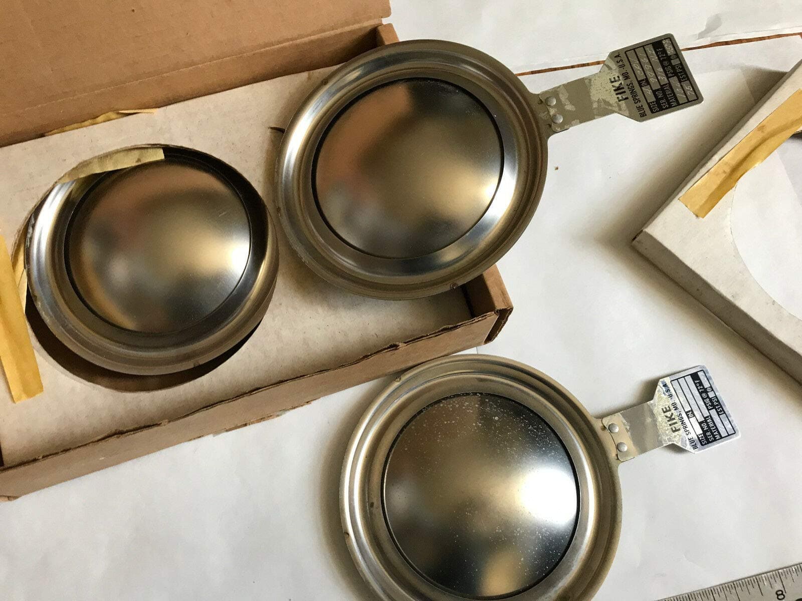 NEW LOT OF 3 FIKE 4" RUPTURE DISKS, 316NI CPV,ST