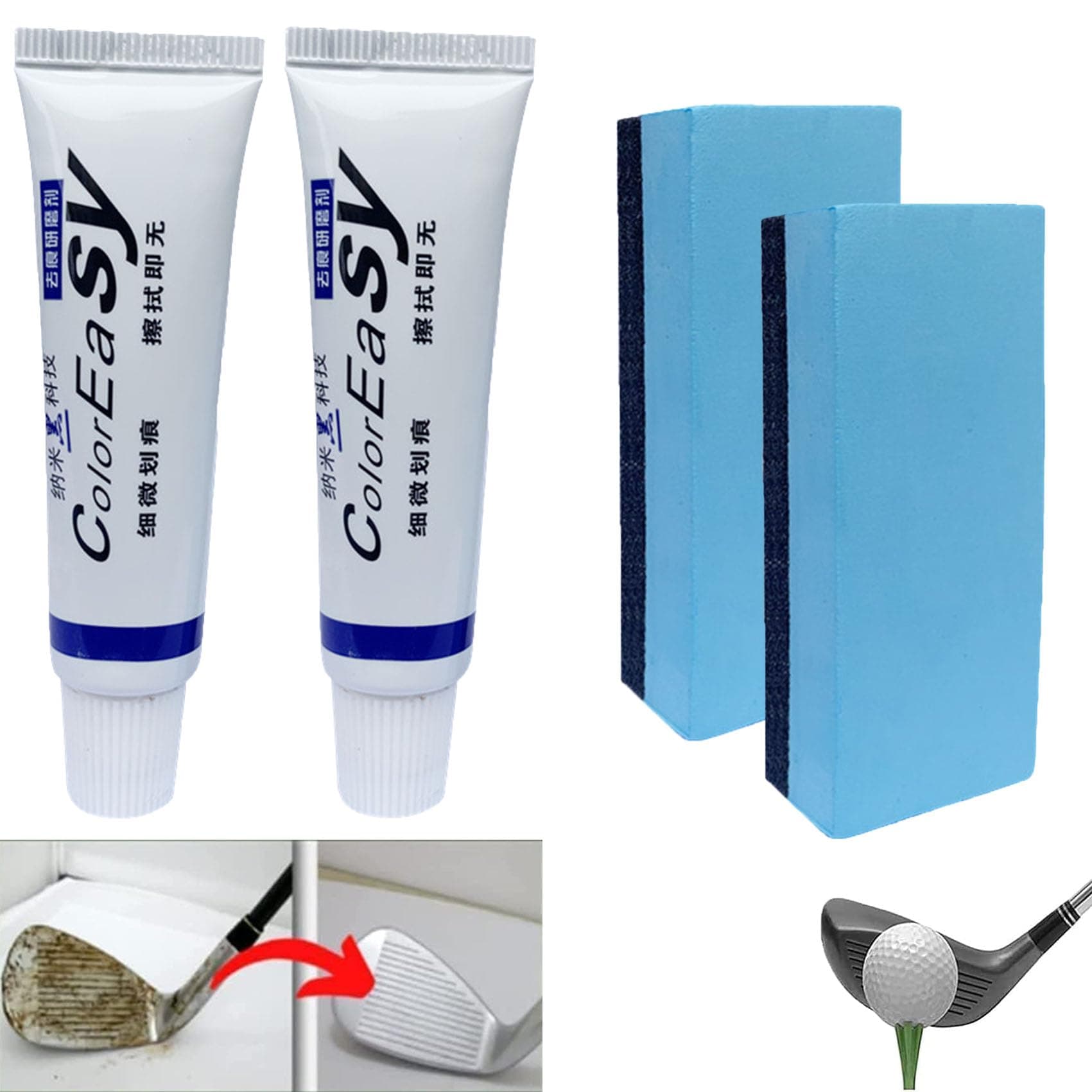 Instant Golf Club Scratch Remover, Conversionk-xs Golf Club Scratch Remover, Golf Club Cleaner with Sponge, Effectively Remove Scratches from Golf Clubs, Restore The Original Luster