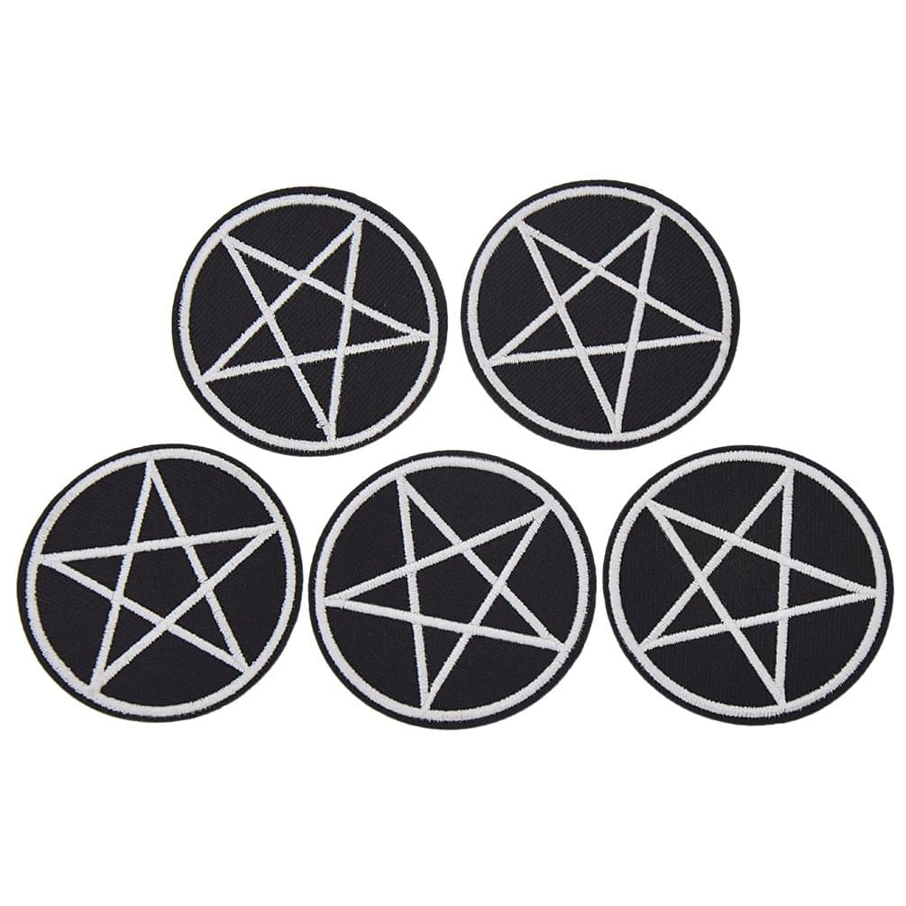 Hongma5pcs Patches Patch Embroidered Embroidery Applique Pentagram Star Gothic Sew Iron On Patch Decor for DIY Crafts Dress Hat Bag
