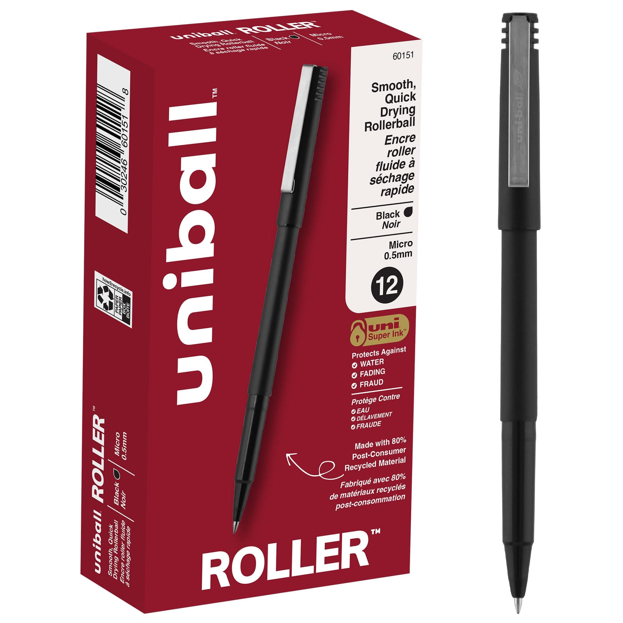 uni-ball ROLLER 12 Count (Pack of 1) Pens Fine Point Micro Tip