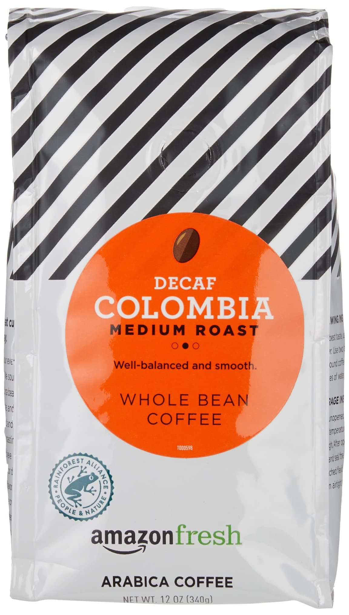 Decaf Colombia Whole Bean Coffee, Medium Roast, 12 Ounce