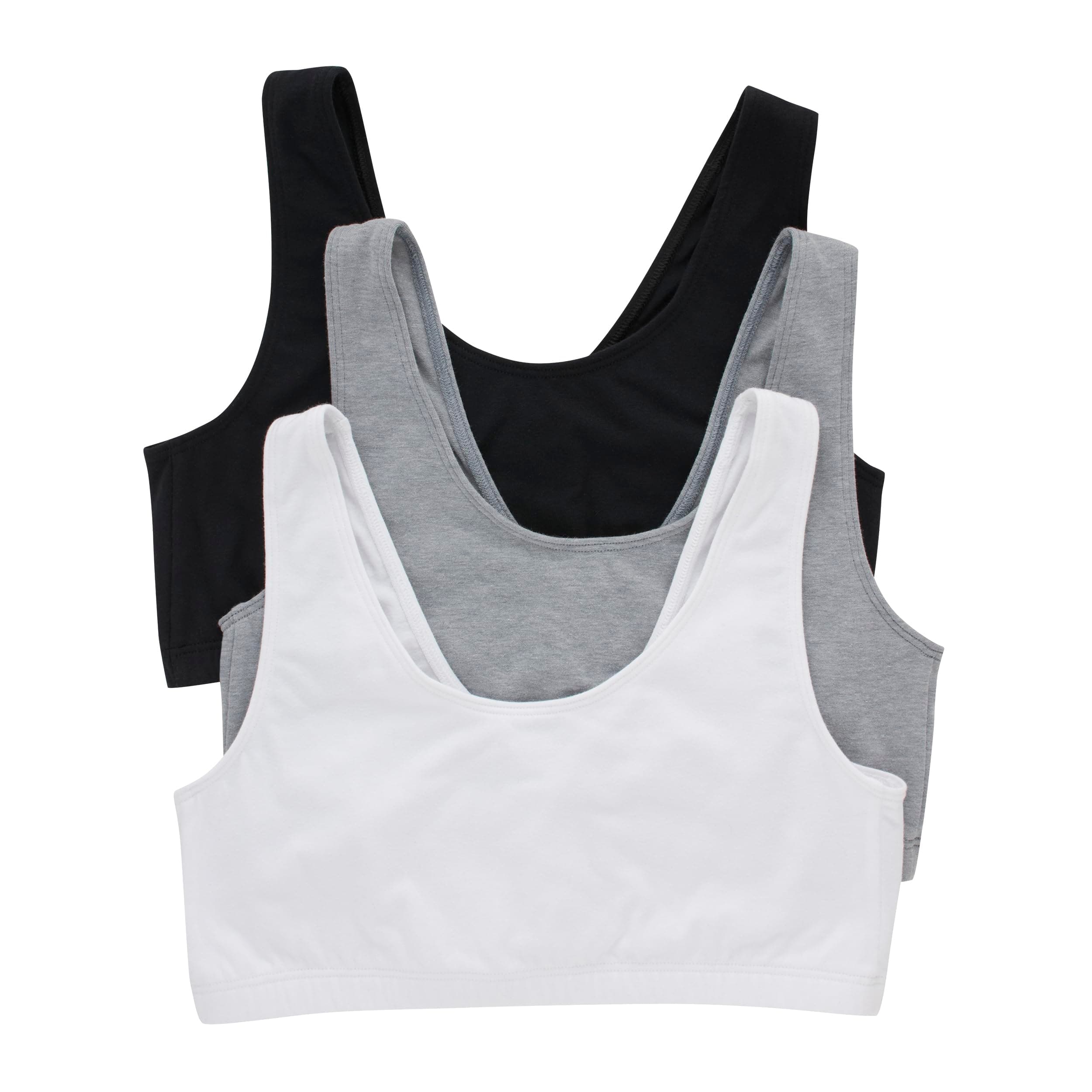Women's Pack, Cotton Scoopneck Bralette, Low-Impact Sports Bra, 3-Pack