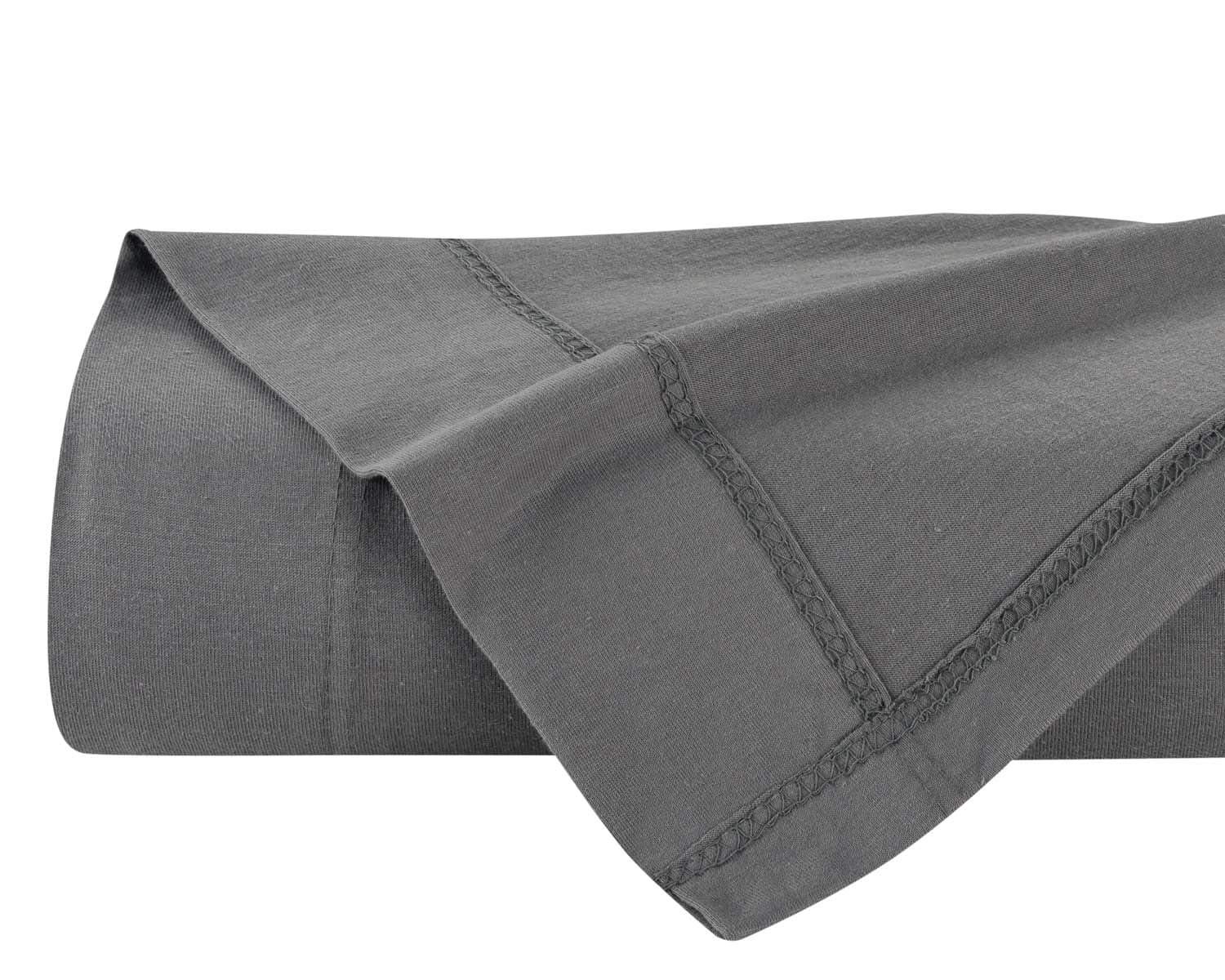 DELANNA Jersey Knit Flat Sheet Soft Breathable Cotton Rich T-Shirt Jersey Top Sheet Only (Grey, Twin XL)