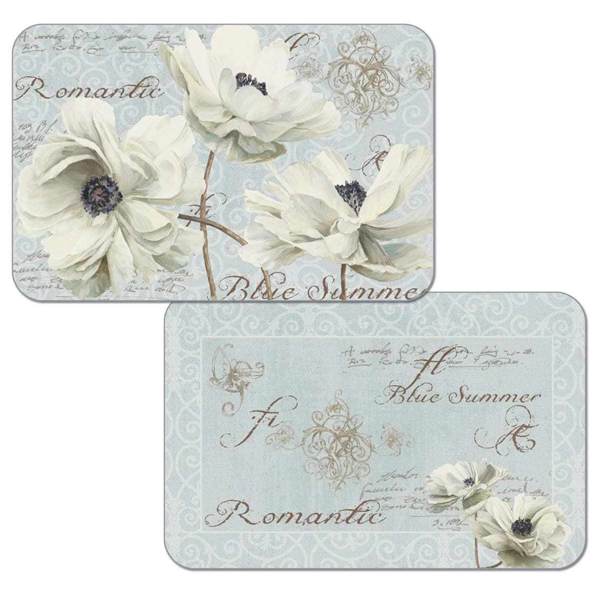 CounterArt Set of 4 Reversible Decofoam Placemats, Blue Summer