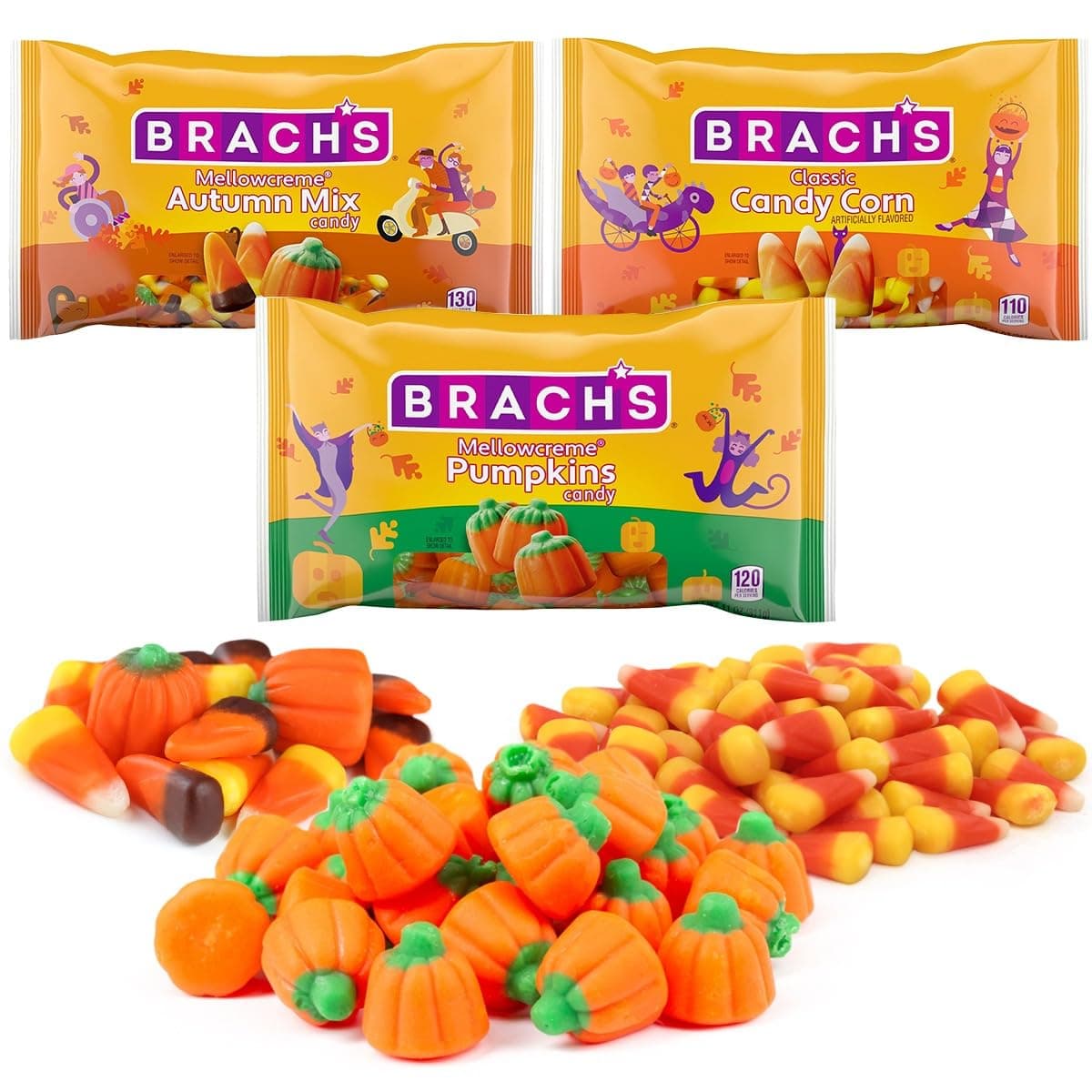 Original Classic Fall Candy Corn, Mellowcreme Pumpkin & Autumn Mix - Classic Autumn Treat for Halloween, Parties, & Candy Bowls - Fall Treat 3 Pack