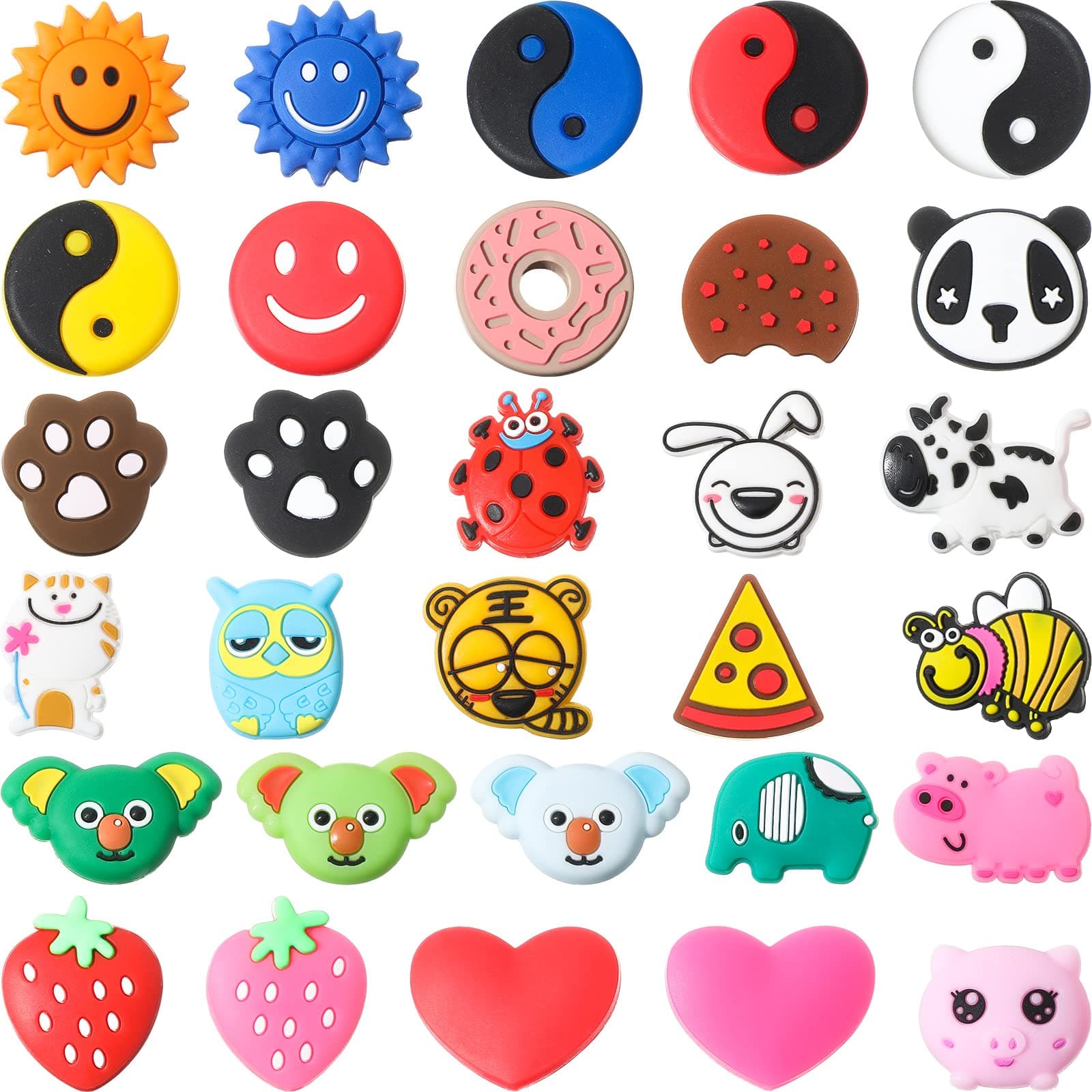 Leitee 30 Pcs Cute Tennis Dampener Funny Tennis Racket Vibration Racquet Dampener Soft Silicone for Sport Gift, Assorted Designs