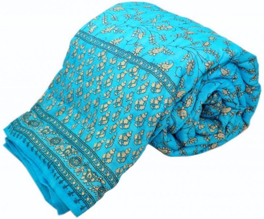 Total Furnishing Jaipuri Hand Block Print Traditional Desgin Double Bed Jaipuri Razai - Quilt Others Multi-Color