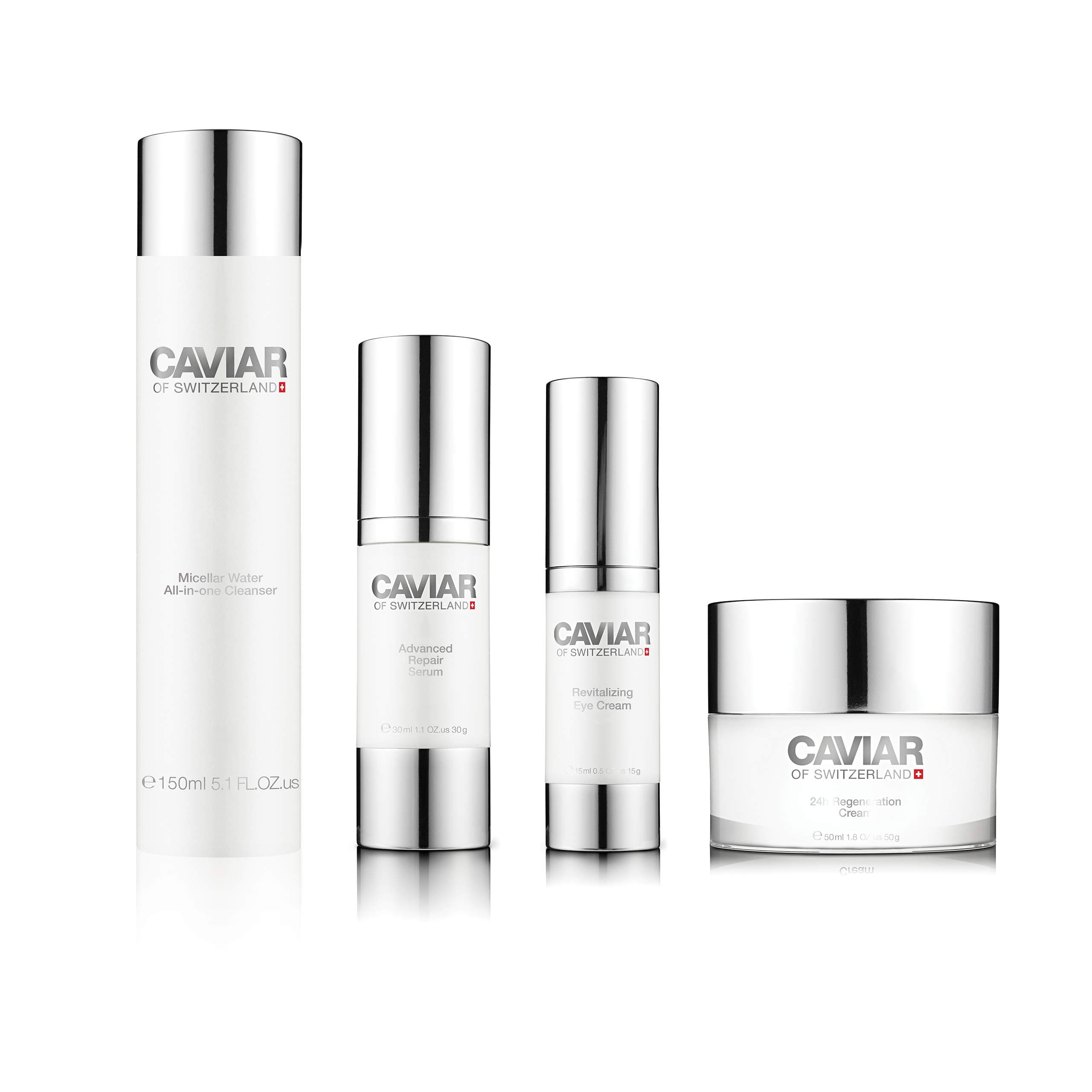 Caviar Face Moisturizer for Normal, Dry Skin - 24H Regeneration Cream by Caviar of Switzerland - Anti-Aging Facial Treatment with Hyaluronic Acid and Resveratrol,1.6 oz