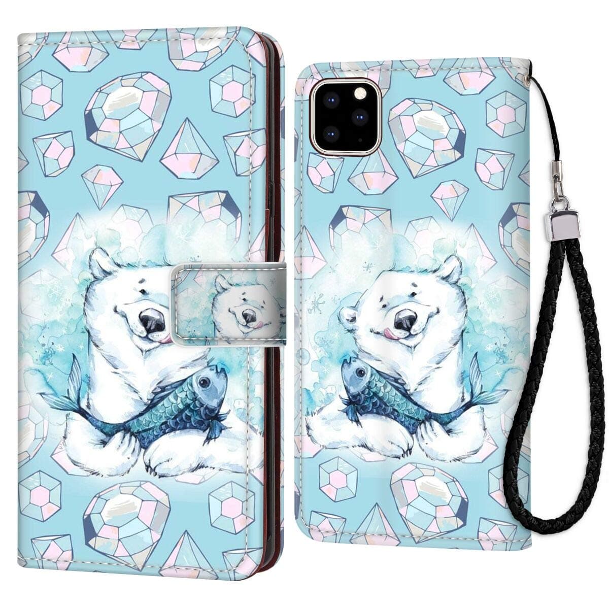 Happy Polar Bear Phone Wallet Case for iPhone 11 Pro Max (2019) (6.5 Version) Nice