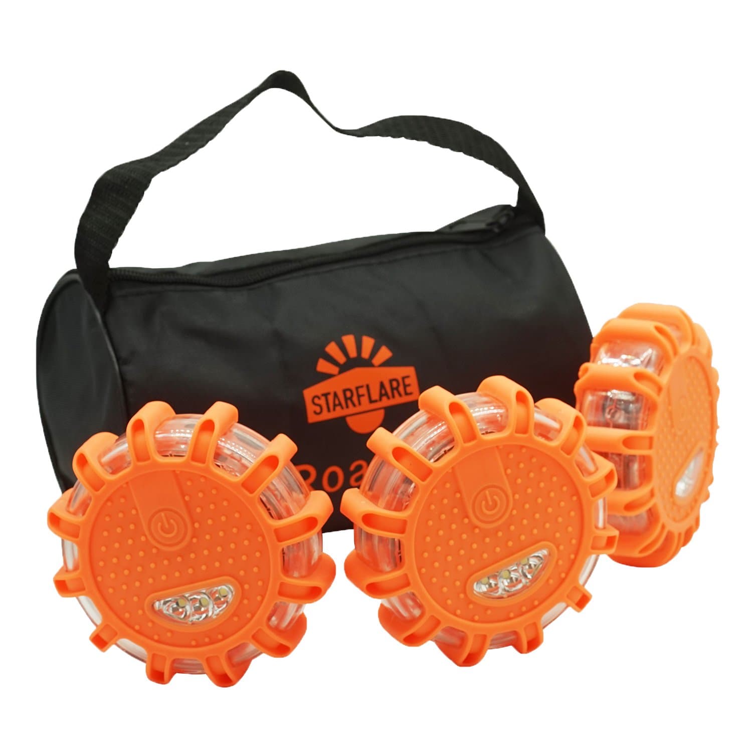 starflare LED Road Flares Emergency Disc Safety Light Flashing Roadside Beacon for Car Truck with Storage Bag (Pack of 3) (Red)