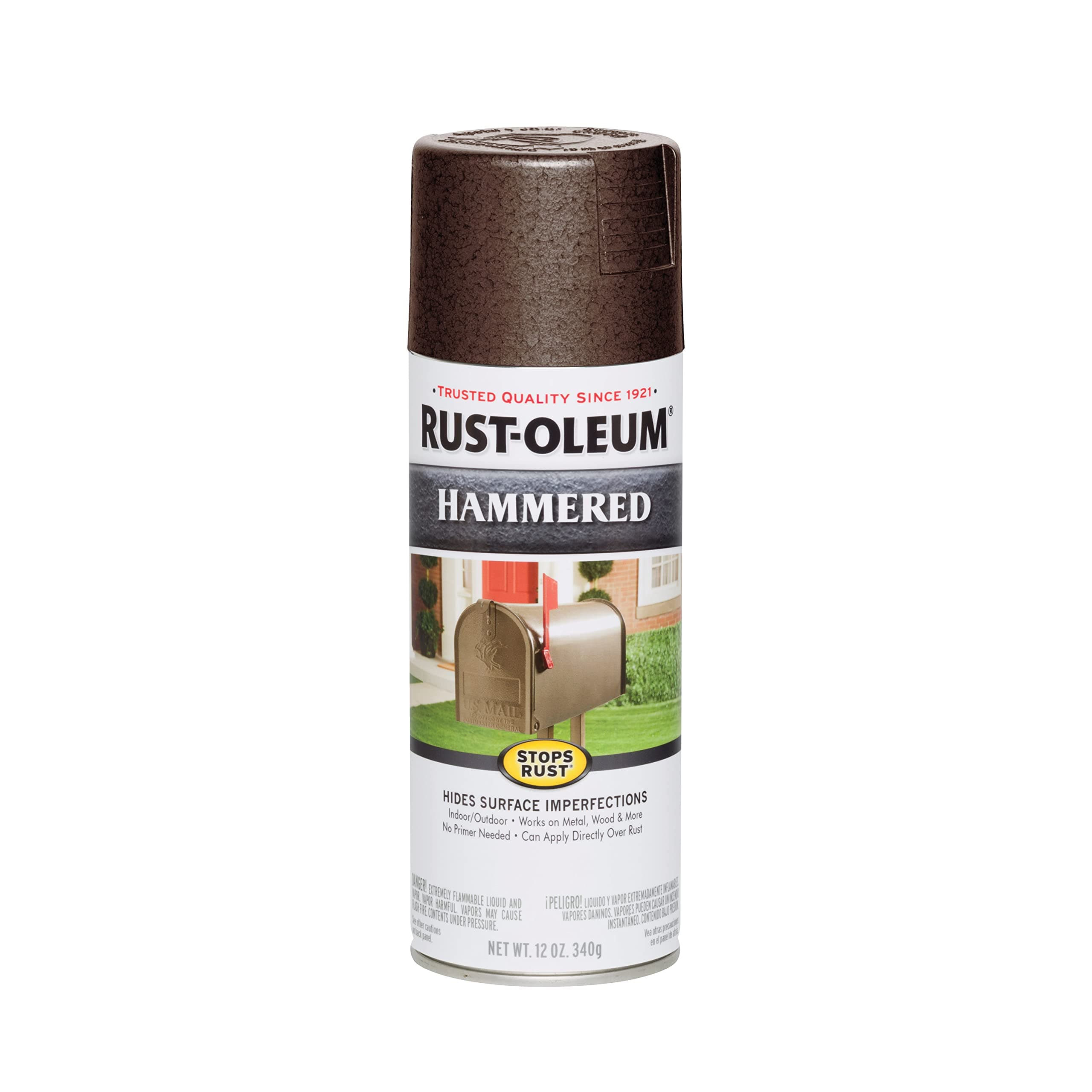 RUSt-OlEUm Stops RUSt Hammered Metal Finish Spray Paint, 210880, 340 Gm, Brown