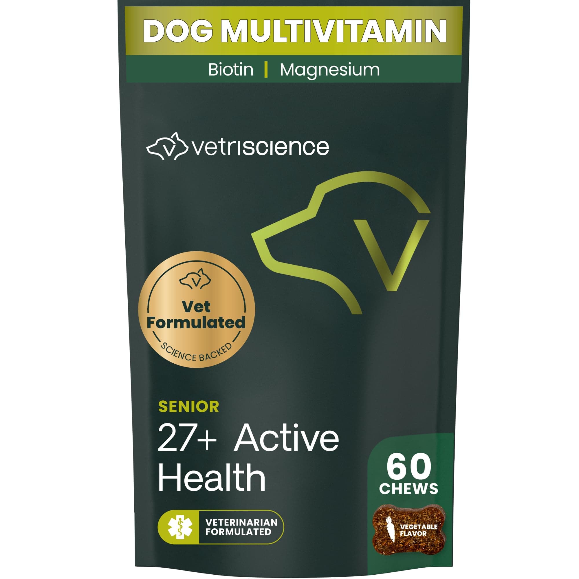 VetriScience Laboratories -Canine Plus Senior, Multivitamin for Older Dogs-60 Bite Sized Soft Chews