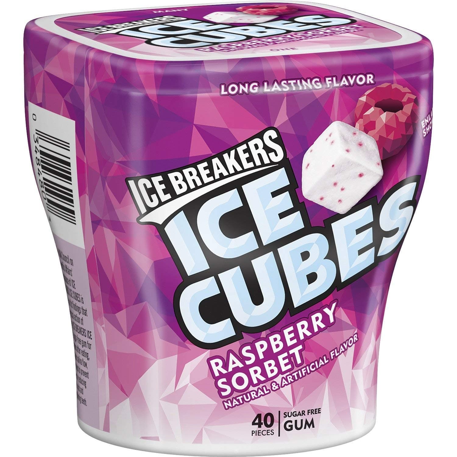 ICE BREAKERS ICE CUBES Raspberry Sorbet Chewing Gum (Sugar Free, 40-Count Pieces, Pack of 4) by Ice Breakers