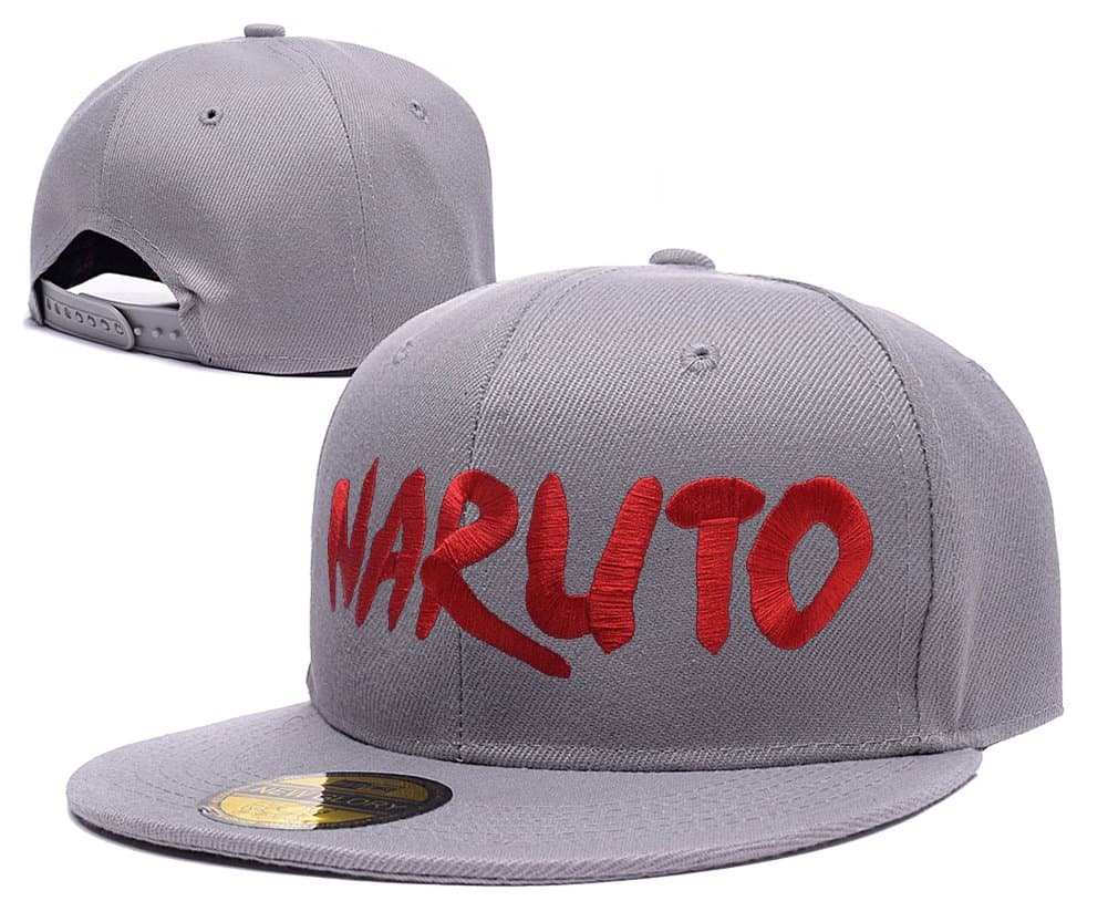 JIUWEI Naruto Logo Adjustable Snapback Embroidery Hats Caps - Grey