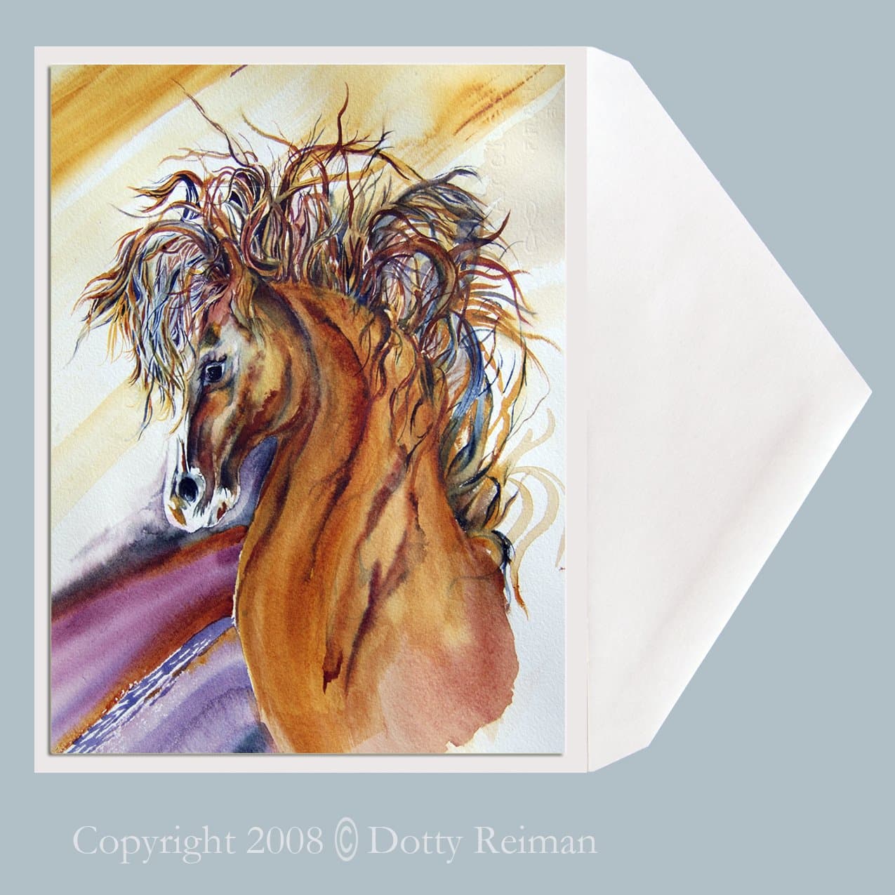 Set of 5 Horse Greeting Cards : 5 x 7 inch Western Horse Greeting Card titled"Rein Dance" by Dotty Reiman. Blank on Inside : Free Shipping
