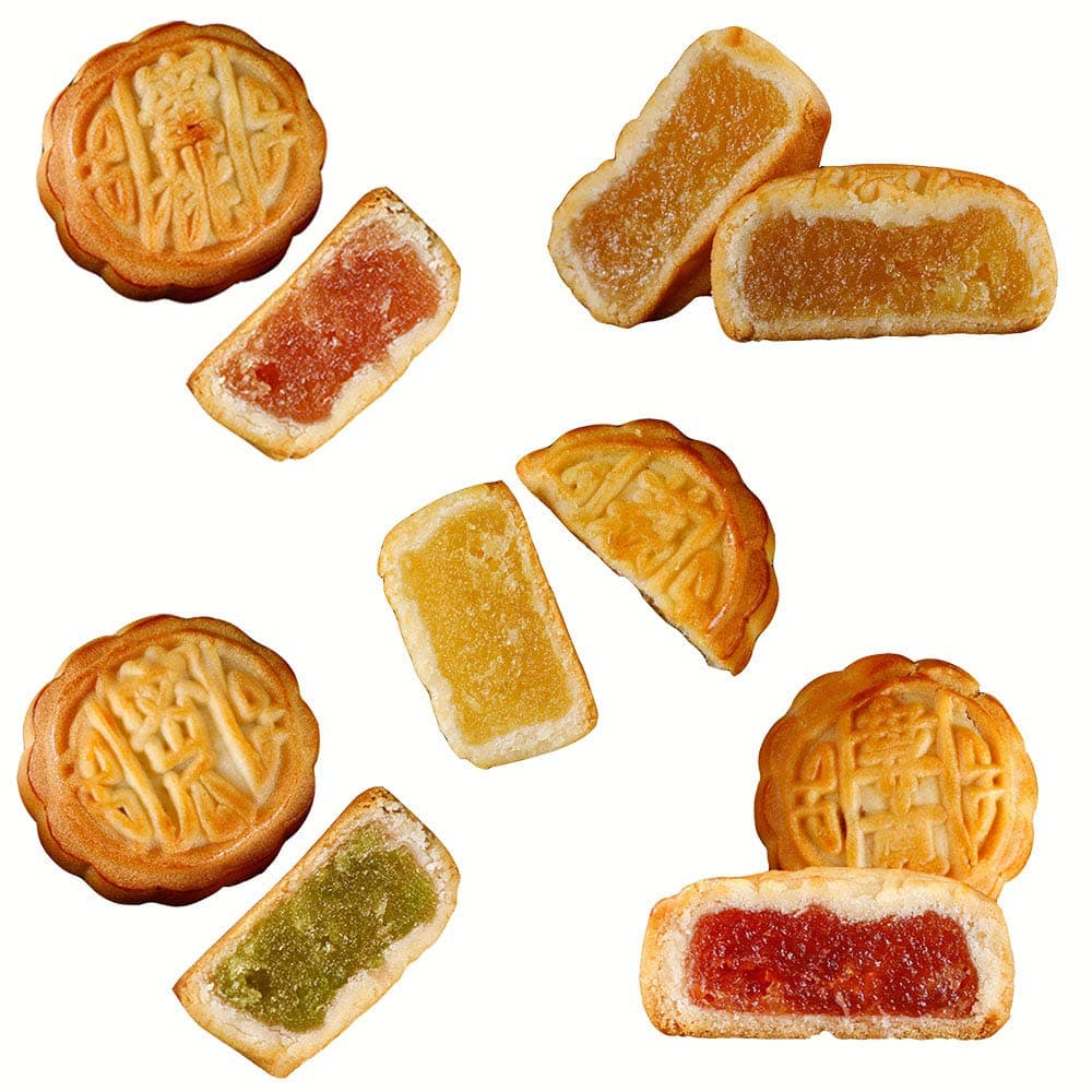 HELENOU666 Mooncake Chinese Mid-Autumn Festival Traditional Mini-Mooncake 9-Flavor Mixed Fruit Moon Cake 20pcs