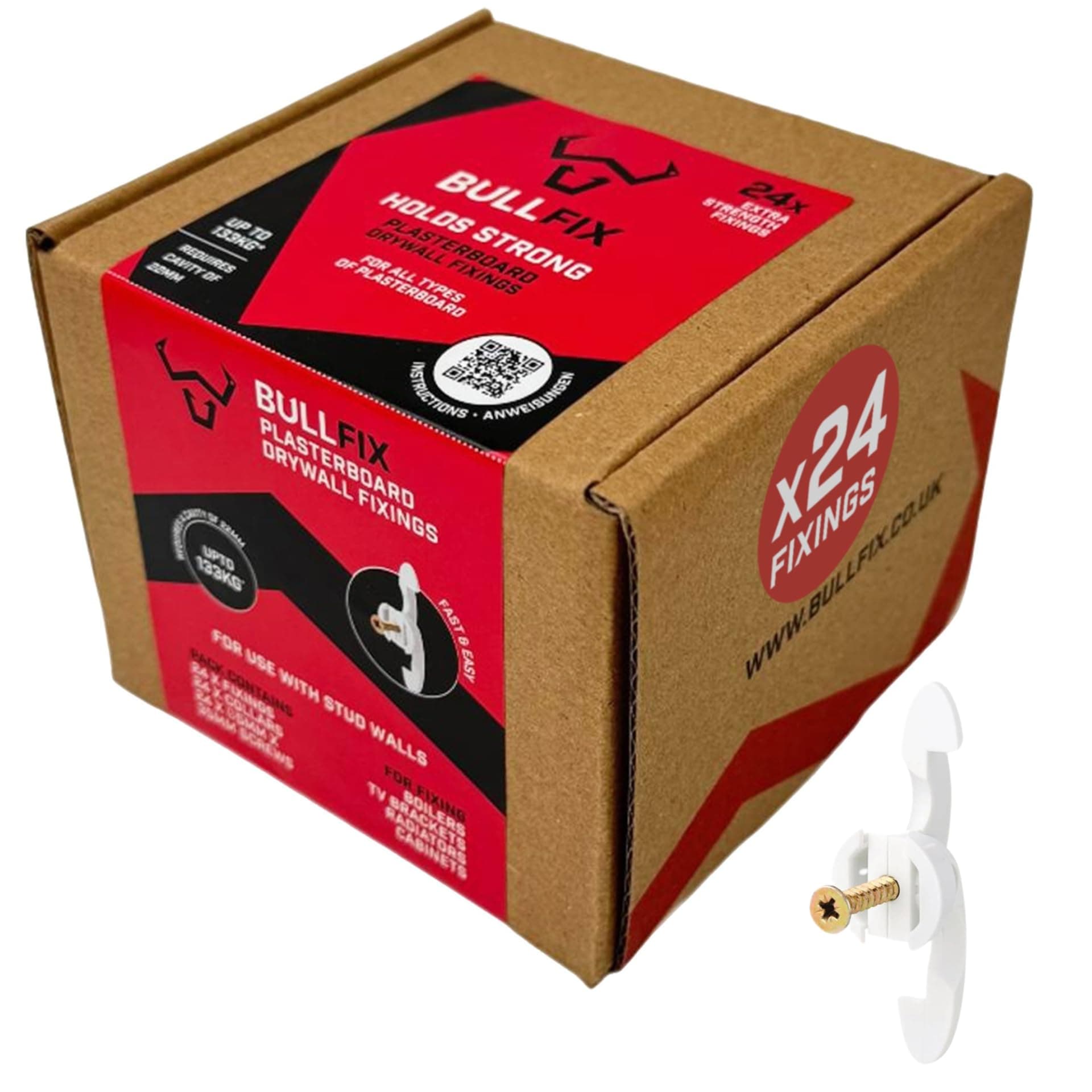 Bullfix Extra Heavy Duty Drywall Anchors, Holds up to 293lbs, Hollow Wall Anchor Mount Set with Screws Included, Stronger Than Toggle Bolts and Butterfly Screw- Patented Design - 24 Pack