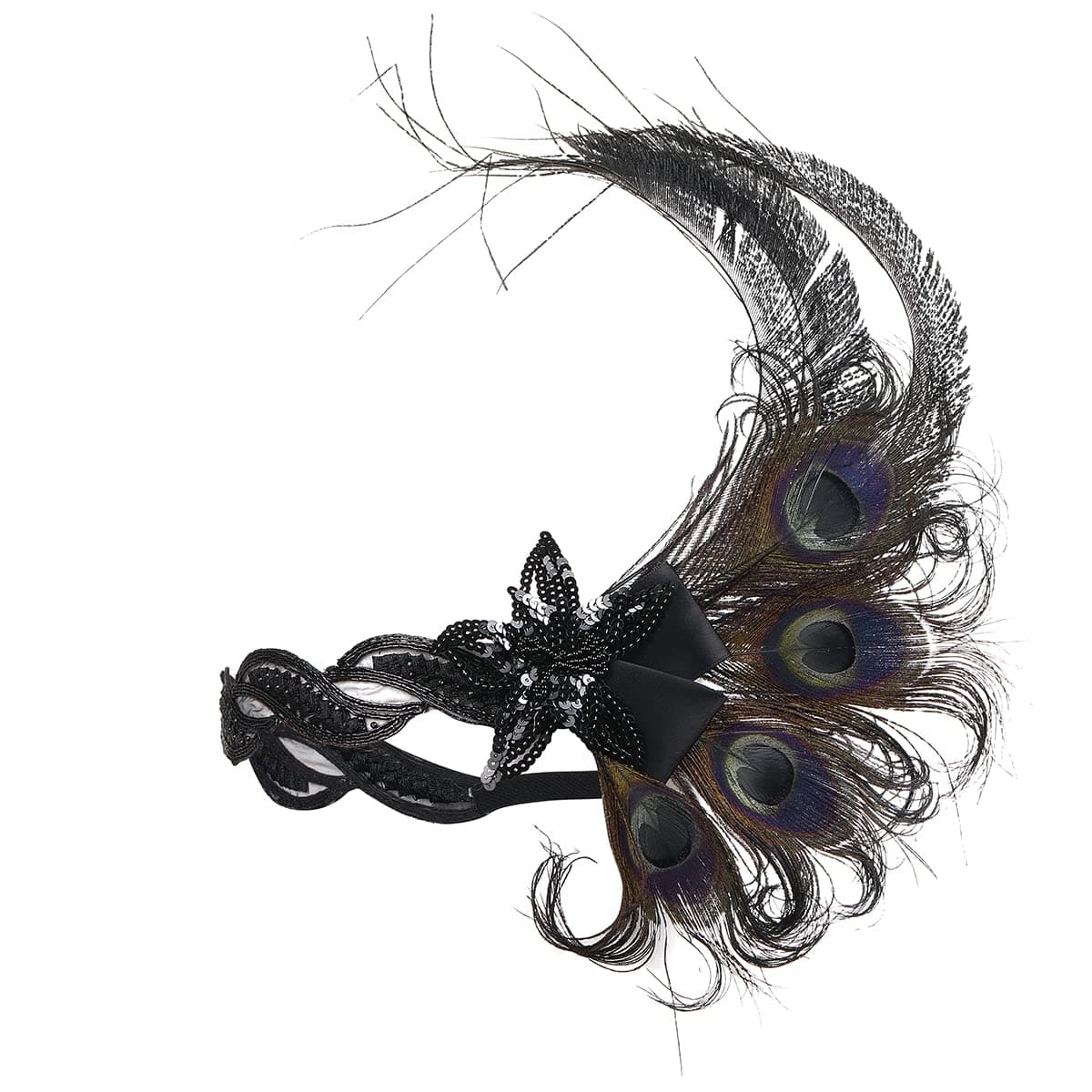SAFERIN 1920s Flapper Headband Peacock Feather Accessories Set for Women Sequined Showgirl Headpiece Costume Headpiece