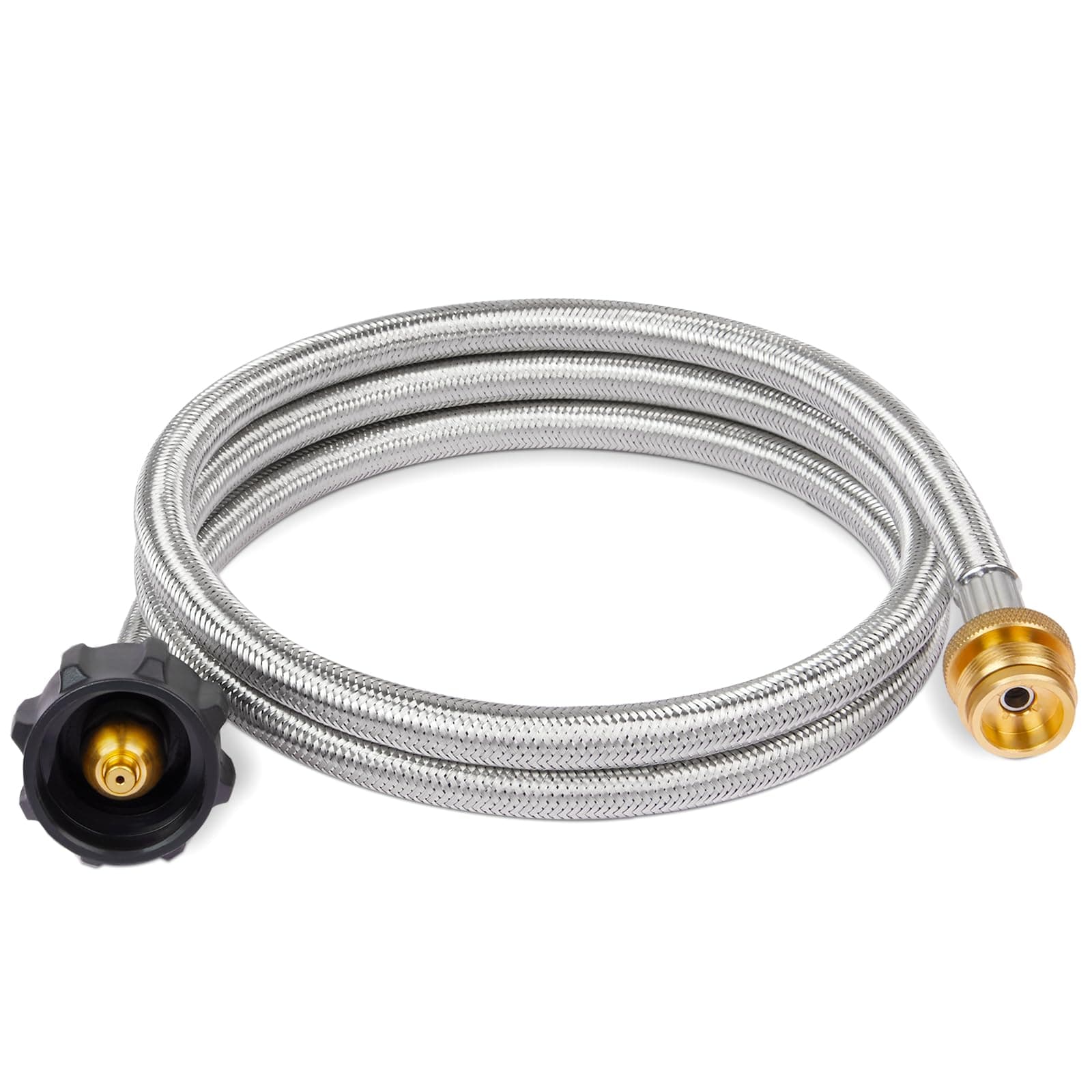 SHINESTAR Propane Hose Adapter & 5 FT Braided Hose for Buddy Heaters, Coleman Stoves, Blackstone 17" 22" Tabletop Griddle, Char-Broil Portable Grills, Weber Q Grills- Converts 1 lb to 20 lb Cylinders