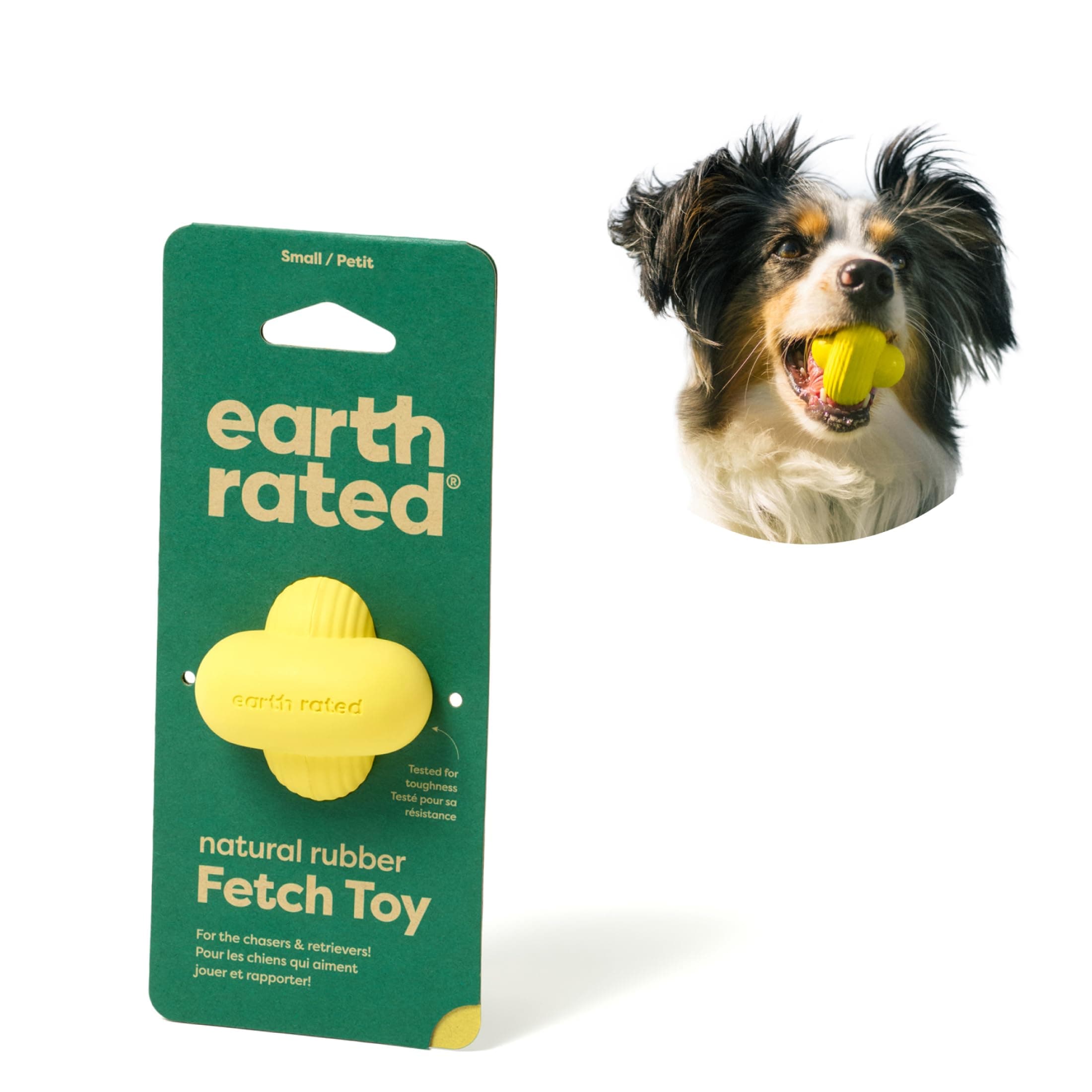 Earth Rated Dog Ball, Interactive Fetch Toy for All Breeds, Comes in Multiple Sizes, Made with Natural Rubber, Perfect for Indoor and Outdoor Use, Small, Yellow