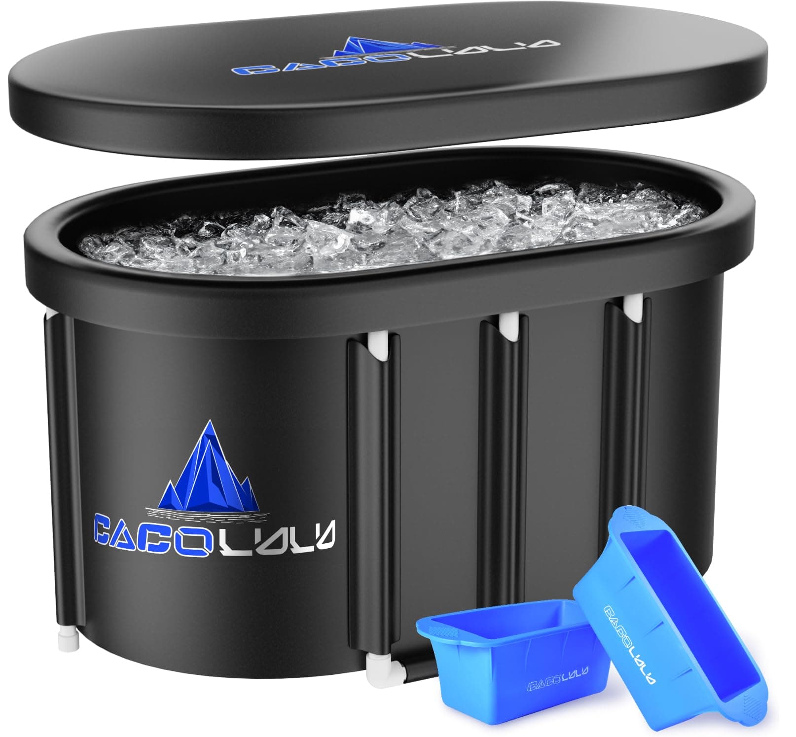 XL Ice Bath Tub for Athletes - 115 Gal Portable Cold Plunge with 2 Foldable Ice Mold & Cover for Outdoor Garden Yard Gym, Upgraded Frame Collapsible Ice Pod with Cover for Adults Cold Therapy