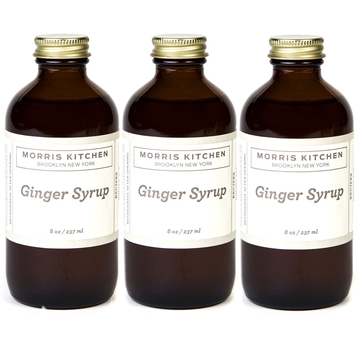 Morris Kitchen Ginger Simple Syrup - 8floz (3 Pack): For Cocktails | Coffee | Dessert Toppings | Shaved Ice | Breakfast Standard is Vegan and Gluten-Free Cold Pressed Ginger (GINGER, 3 PACK) …