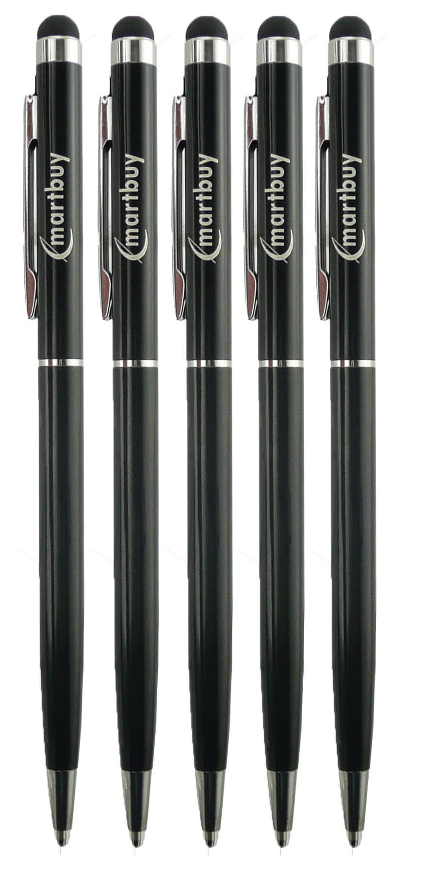 Emartbuy® ONDA V919 Air / V102w / V975i Tablet PC Bundle Pack of 5 Black Dual Function Ball Pen + Capacitive Resistive Touchscreen Stylus Pen