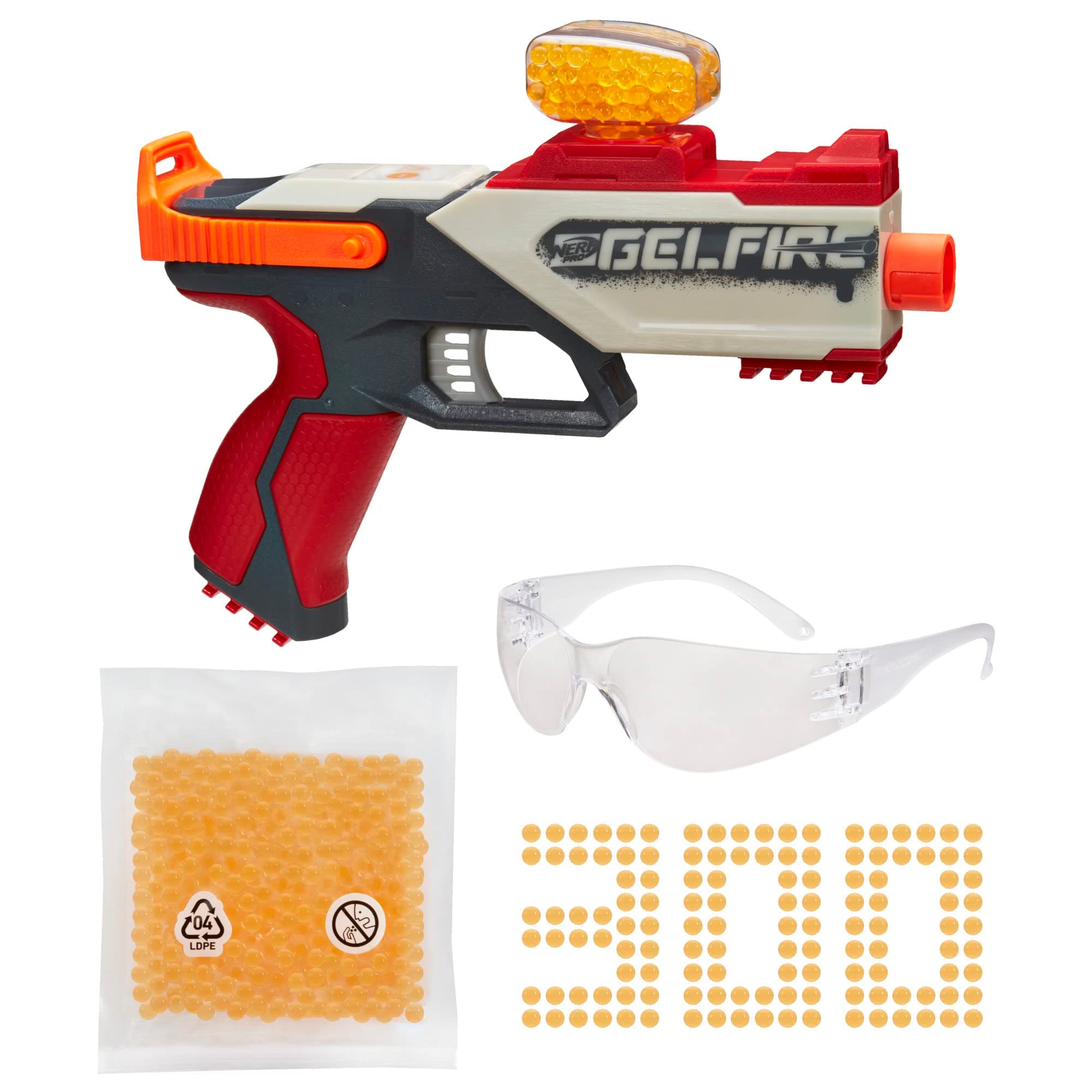 Nerf Pro Gelfire Legion Spring Action Blaster, 5000 Gelfire Rounds, 130 Round Hopper, Protective Eyewear, Slam Fire, Ages 14 & Up