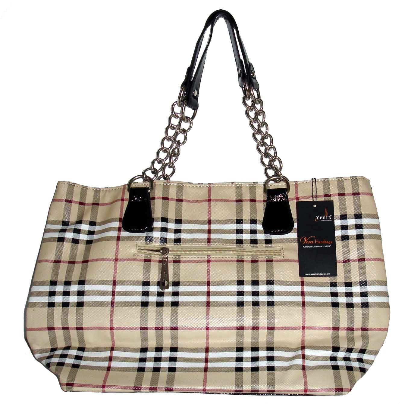 Designer Inspired Handbag Purse Stripped Double Handled G1085