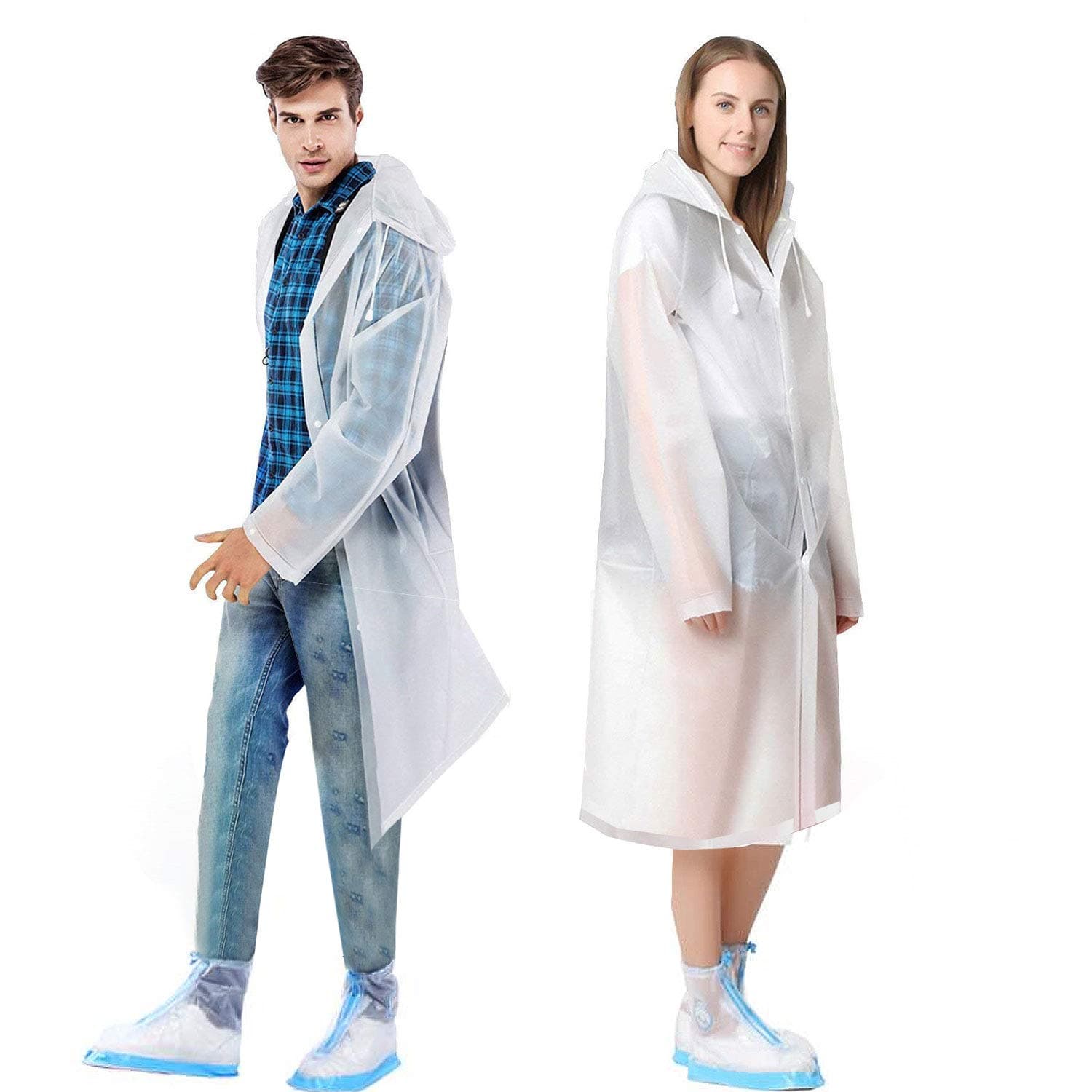 Waterproof Portable Raincoat,Clear and Reusable Rain Resistant Poncho with Hoods and Sleeves for Travel, Festivals, Outdoors,Mountaineering(2pack)
