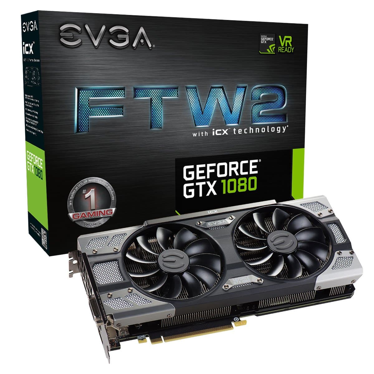 EVGA GeForce GTX 1080 FTW2 GAMING, 8GB GDDR5X, iCX Technology - 9 Thermal Sensors & RGB LED G/P/M, Aysnch Fan, Optimized Airflow Design Graphics Card 08G-P4-6686-KR
