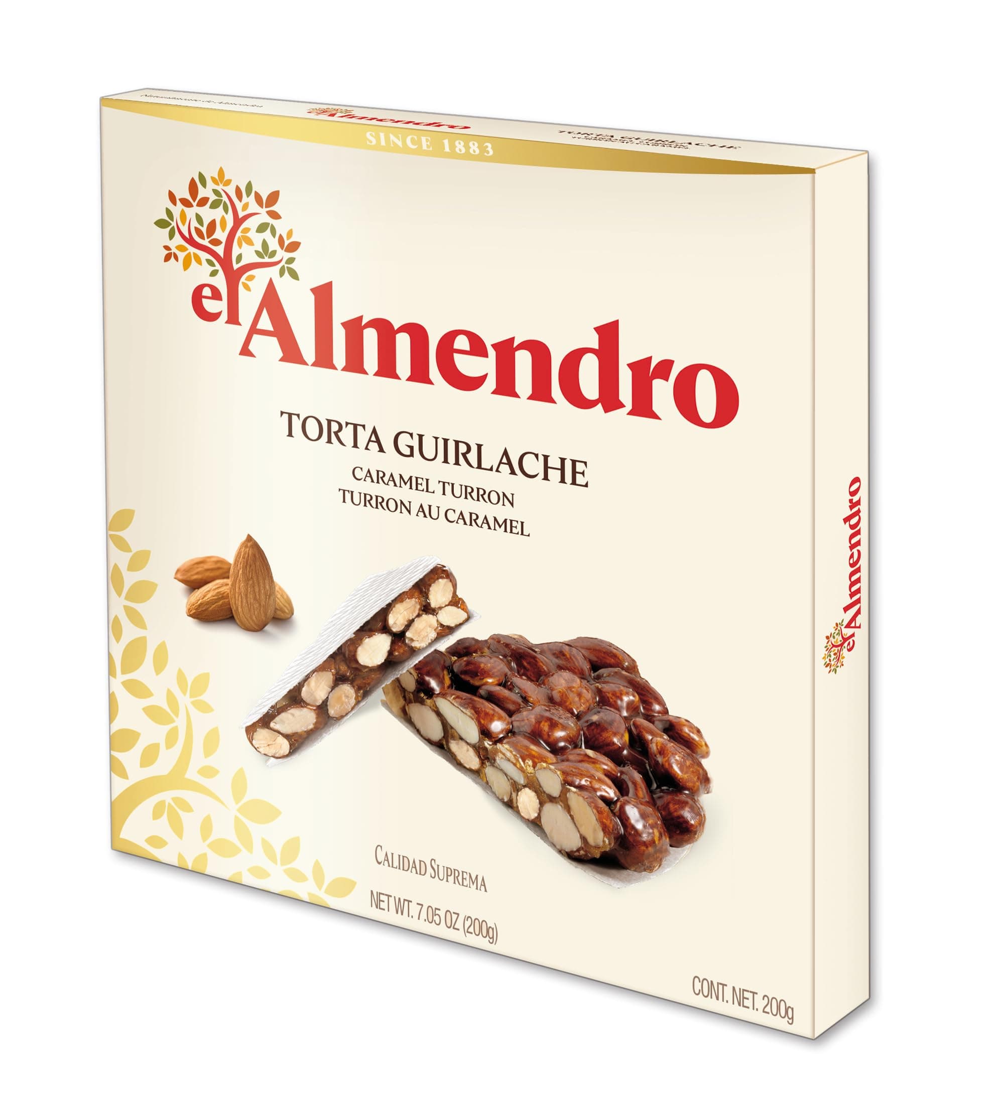 El Almendro Round Crunchy Almond Chocolate, Caramel Turron, 200G