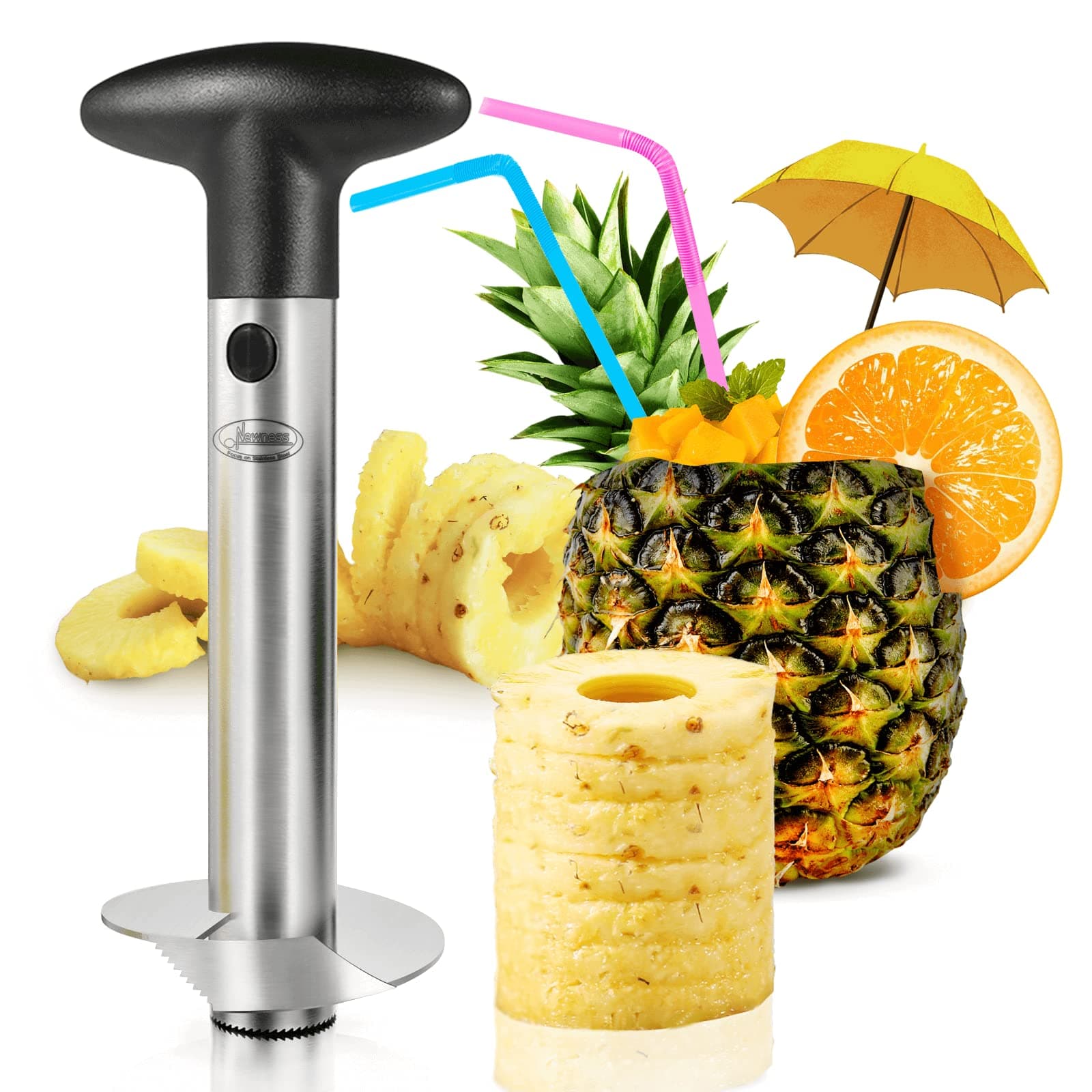 Pineapple Corer, [Upgraded, Reinforced, Thicker Blade] Newness Premium Pineapple Corer Remover, Stainless Steel Pineapple Core Remover Tool for Home & Kitchen with Sharp Blade for Diced Fruit Rings