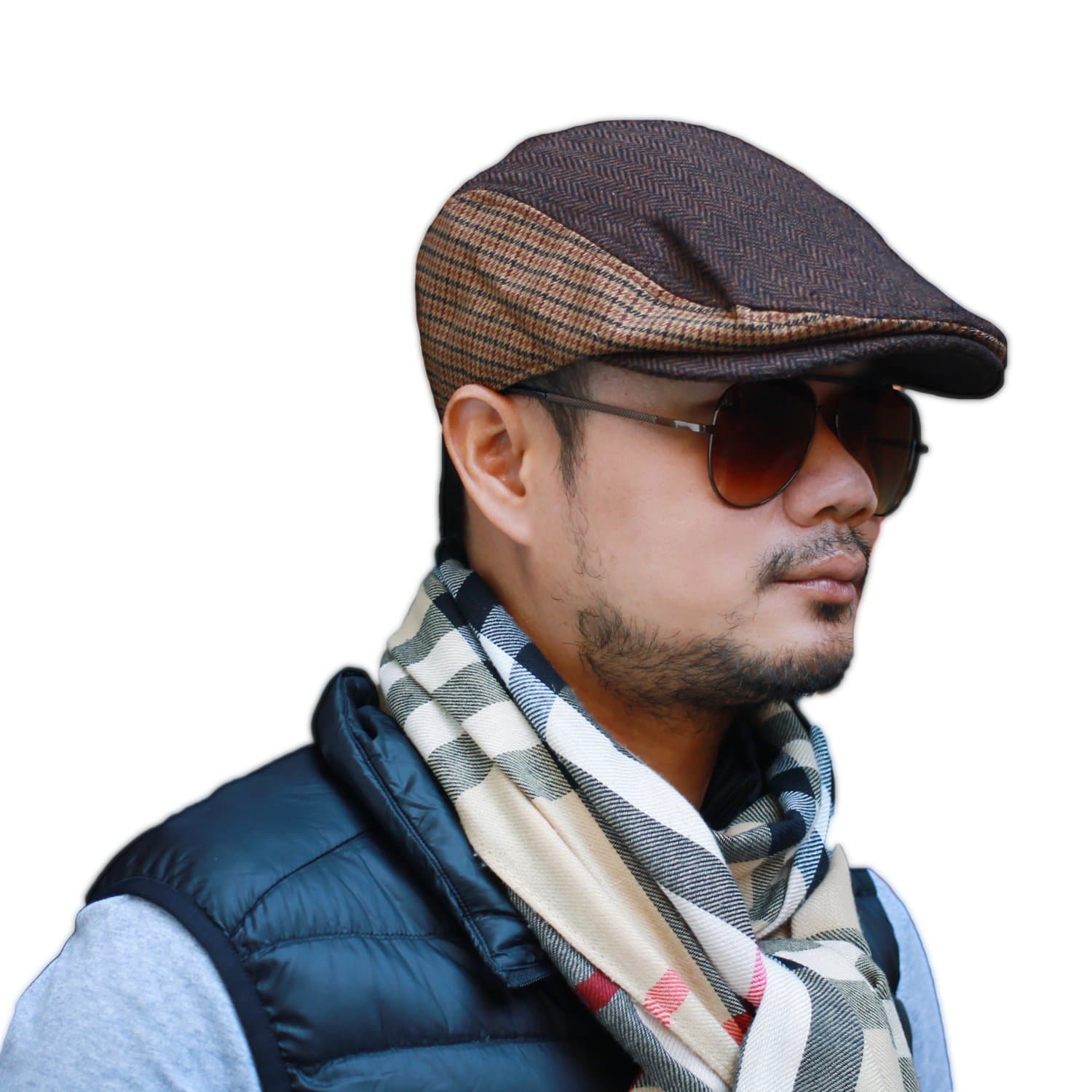 SALISA Newsboy Caps Plaid Wool Flat Cap.