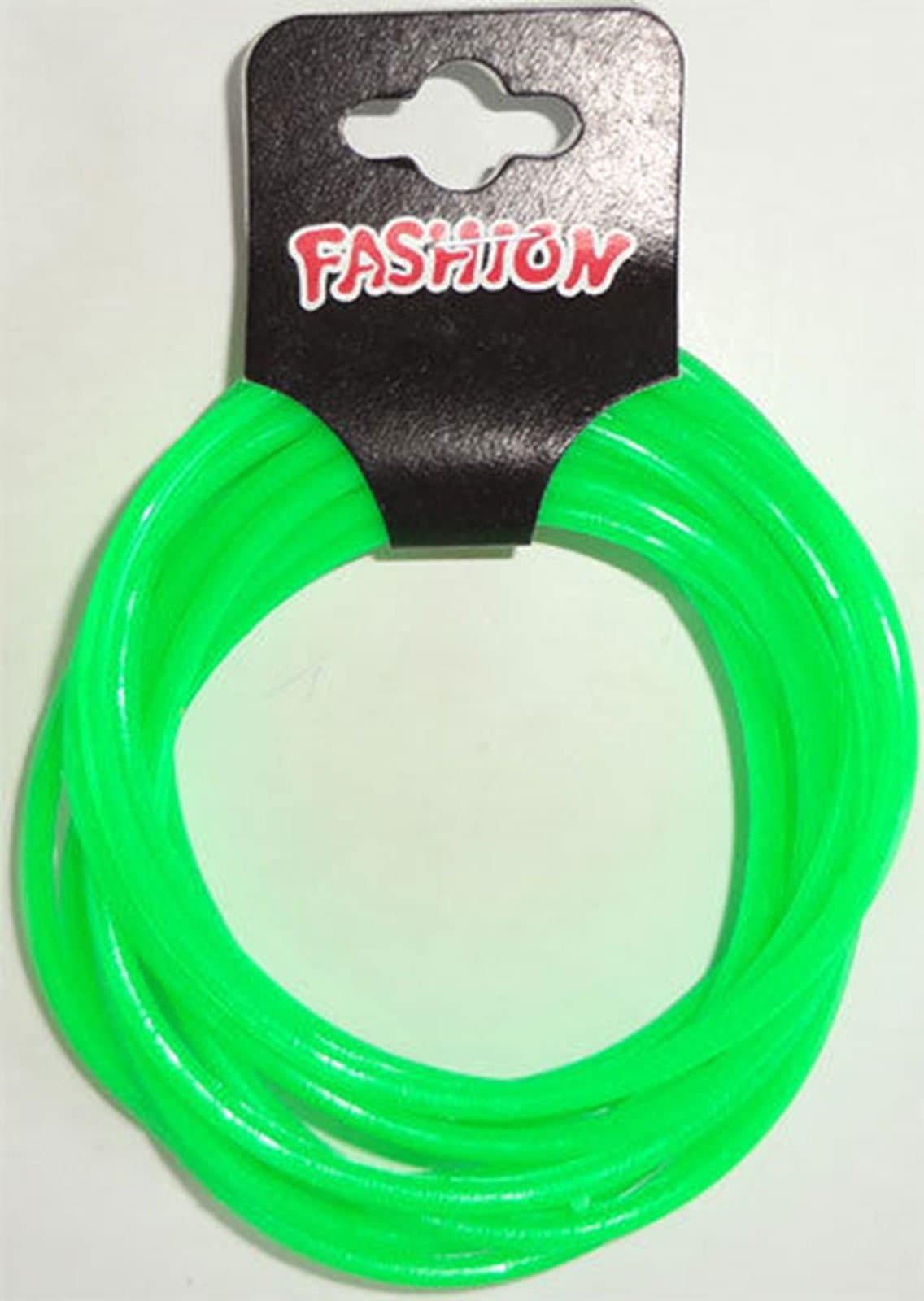 Pack of 12 Fluorescent Neon Green Gummy Bracelets Wristbands Bangles Boys Girls