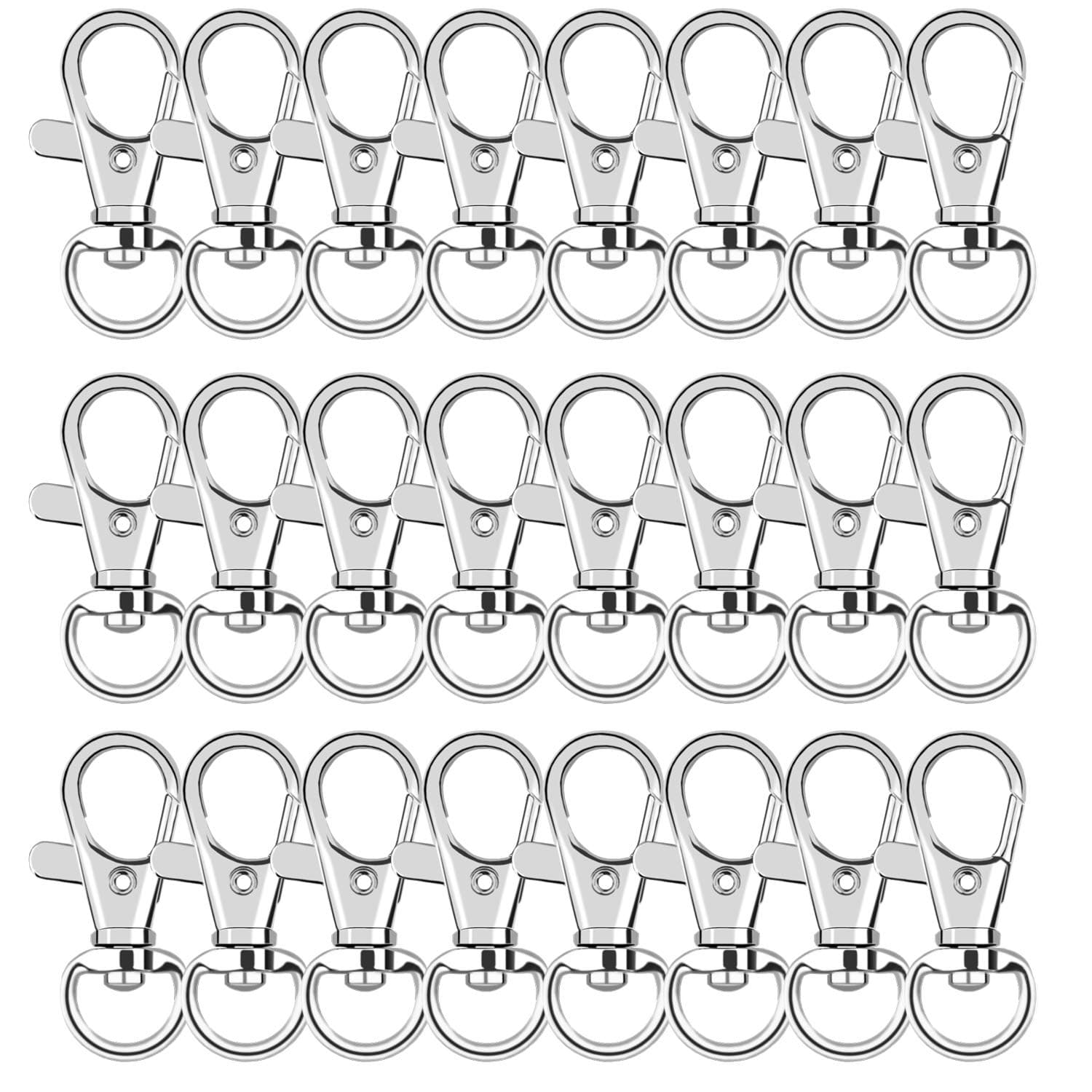 AUGSUN Metal Swivel Clasps Lanyard Snap Hook - 120pcs Lobster Claw Clasp for Keychain Crafts (Silver)
