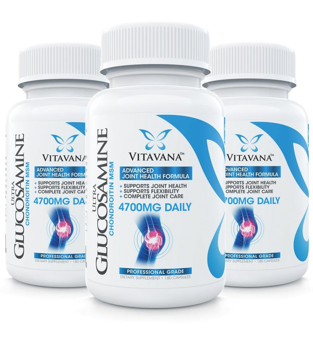 Glucosamine Chondroitin MSM :: 4700mg Daily (180 Capsules) :: Advanced Joint Supplement Supports Flexibility and Healthy Joints :: Complete Joint Care Formula (3-Bottles)