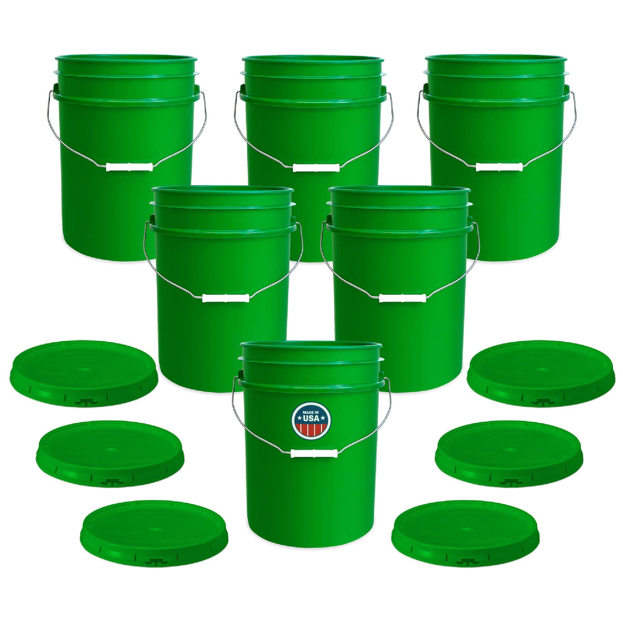 ePackageSupply 5 Gallon Bucket with Airtight Lid | Made in USA | Food Grade | Heavy-Duty Premium HPDE Plastic | Durable 90 Mil All Purpose Pail | Easy Stack and Store | BPA Free | 6 Count