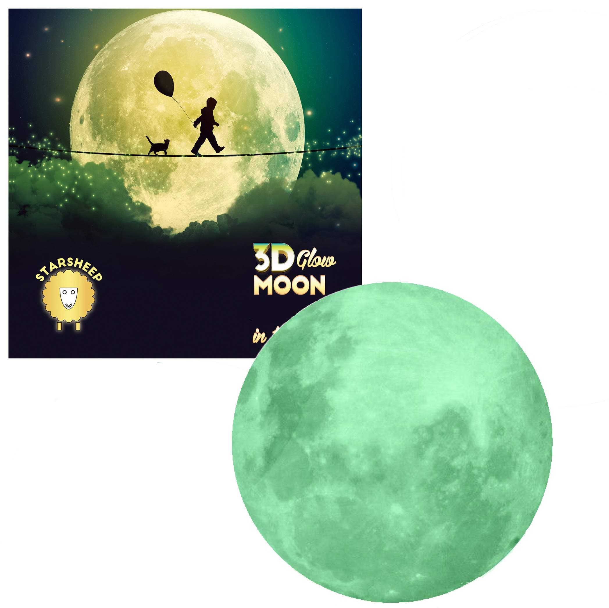 Glow in The Dark Moon – Glowing Stickers Decal Wall - Luminous Decal Stickers for Kids Boys Girls Decor