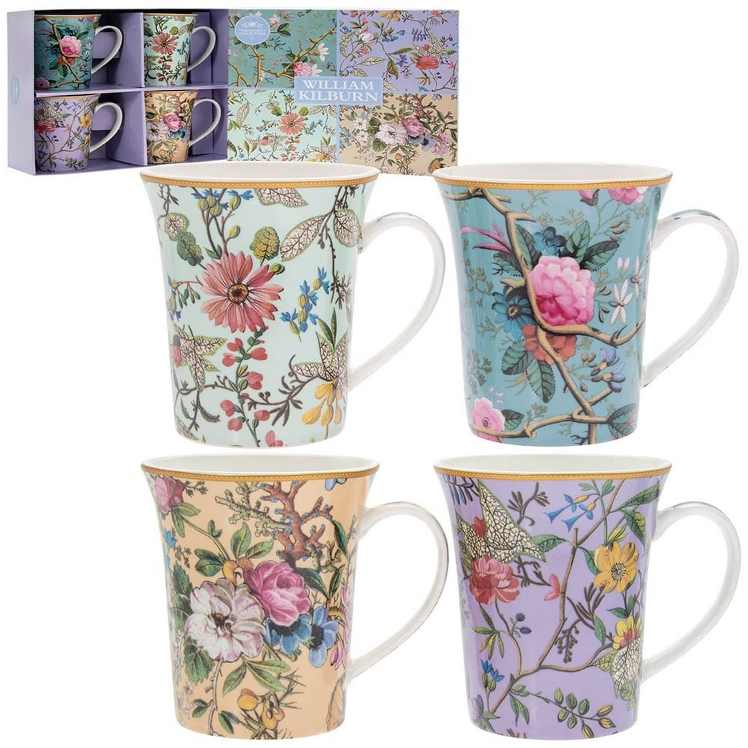 LP94355 William Kilburn Mugs Set of 4, Ceramic, 7 milliliters