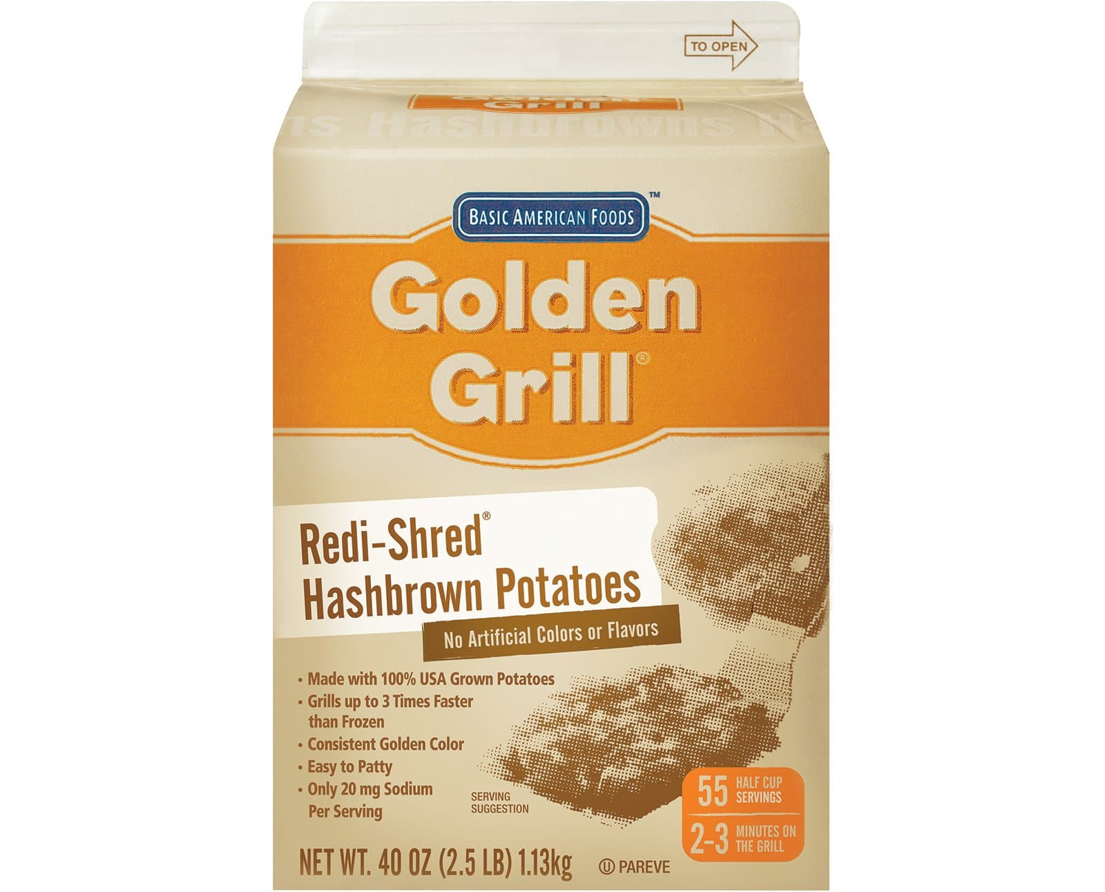 Redi-Shred Hashbrown Potatoes, No Salt Added Low Sodium, 2.5 lbs. (6 Count)