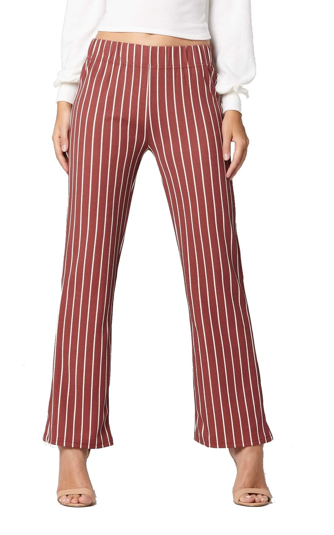 Conceited Women's Stretch Pants - Striped - Elastic Waist - All Day Comfort