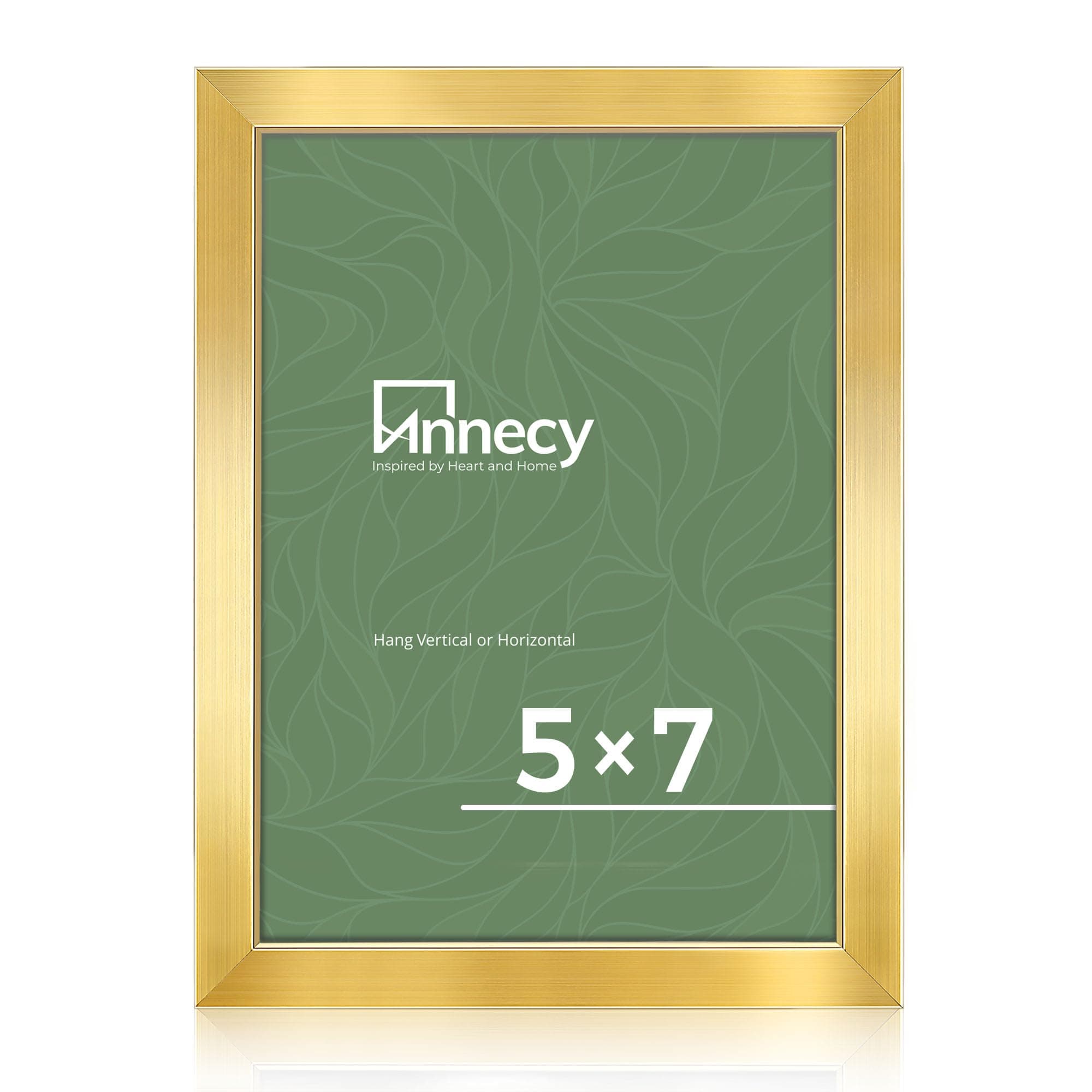 Annecy 5x7 Picture Frame Gold(1 Pack), 5x7 Picture Frame for Wall or Desktop Decoration, Classic Gold Minimalist Style Suitable for Decorating Houses, Offices, Hotels