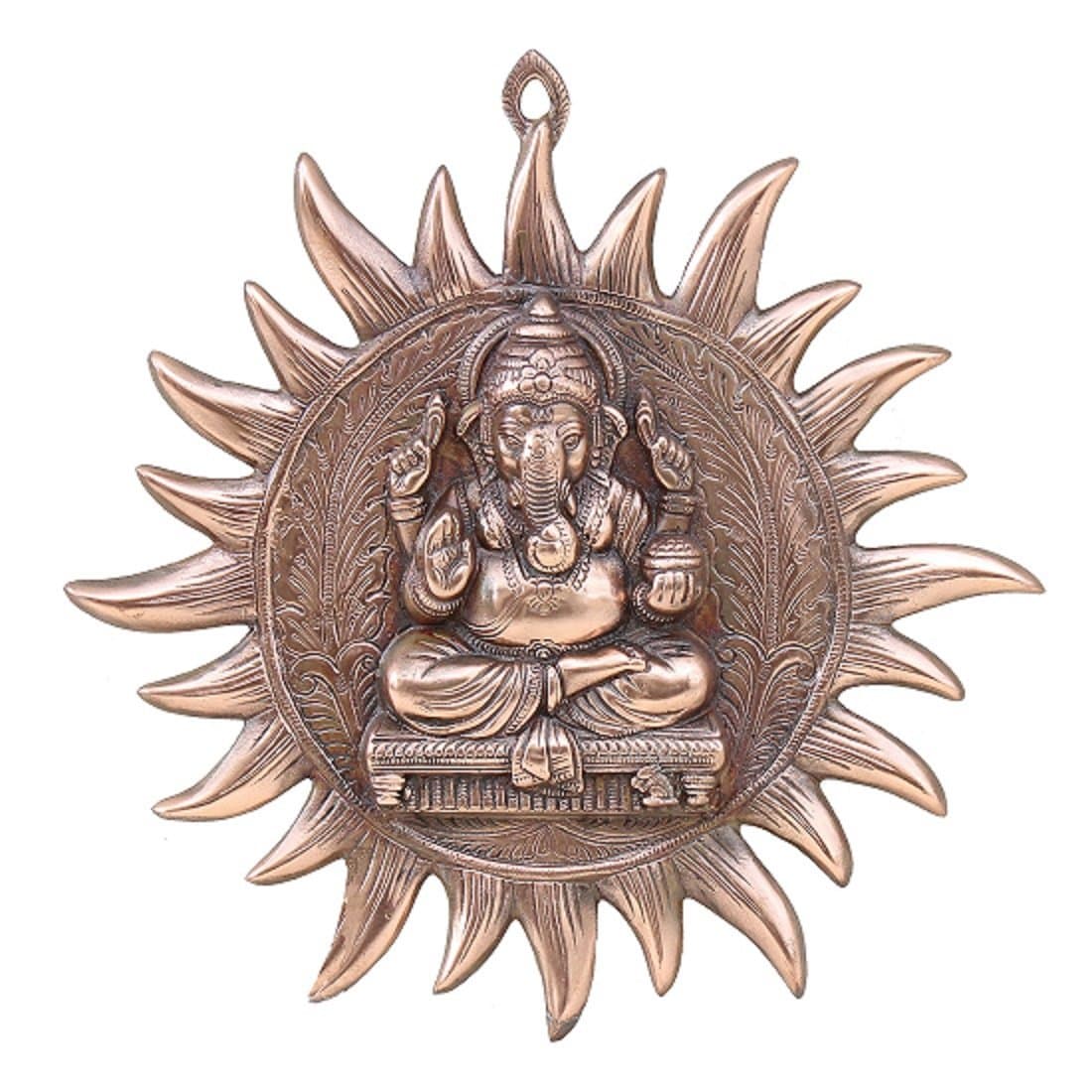 Apka Mart The Online Shop Aluminium Lord Ganesh Wall Hanging Showpiece for Wall Decor, Room Decor, Home Decor (Brown, 15 Inch)