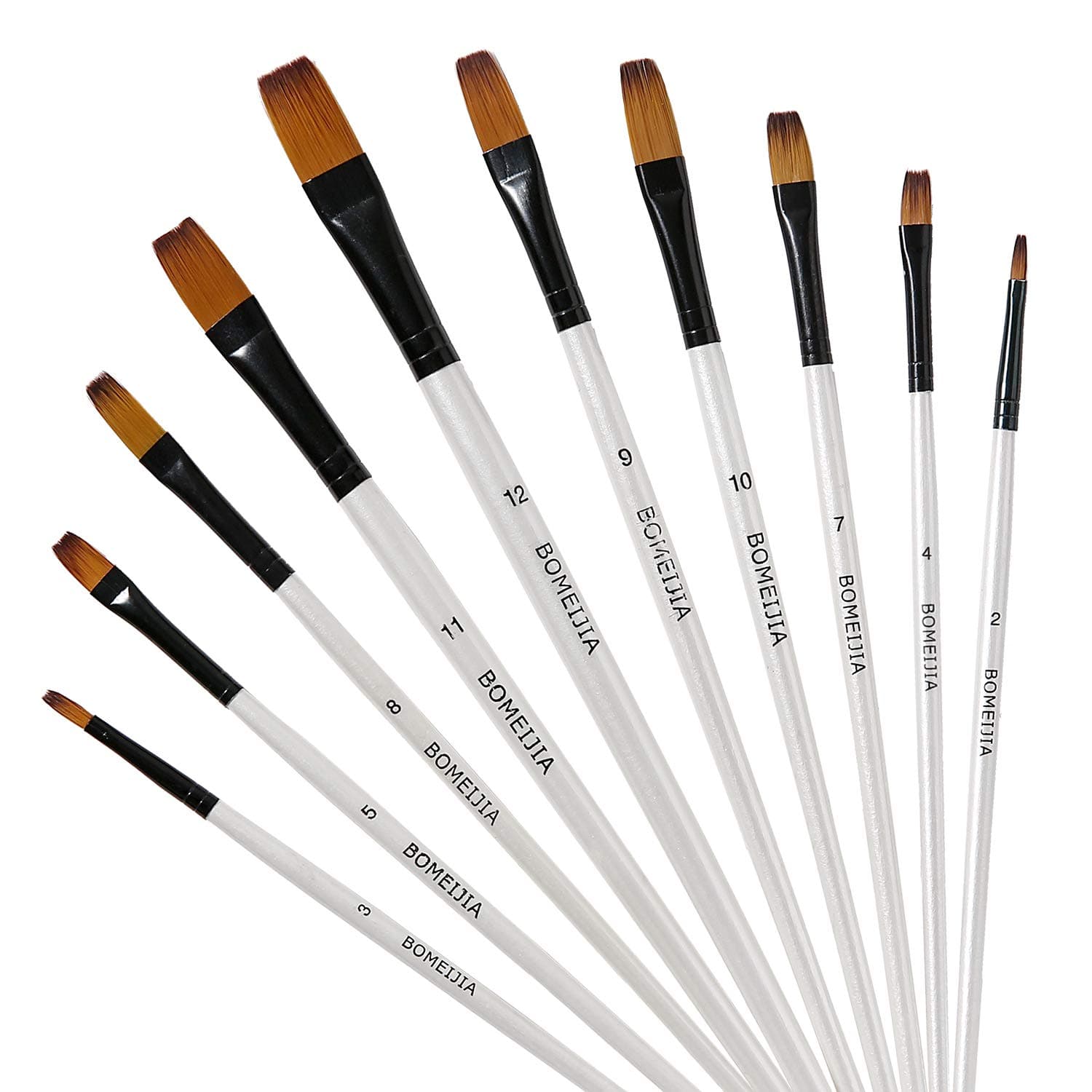 Art Paint Brushes Set, 12 PCS Nylon Professional Flat Paint Brushes for Watercolor, Oil Painting, Acrylic, Face Body Nail Art, Crafts, Rock Painting