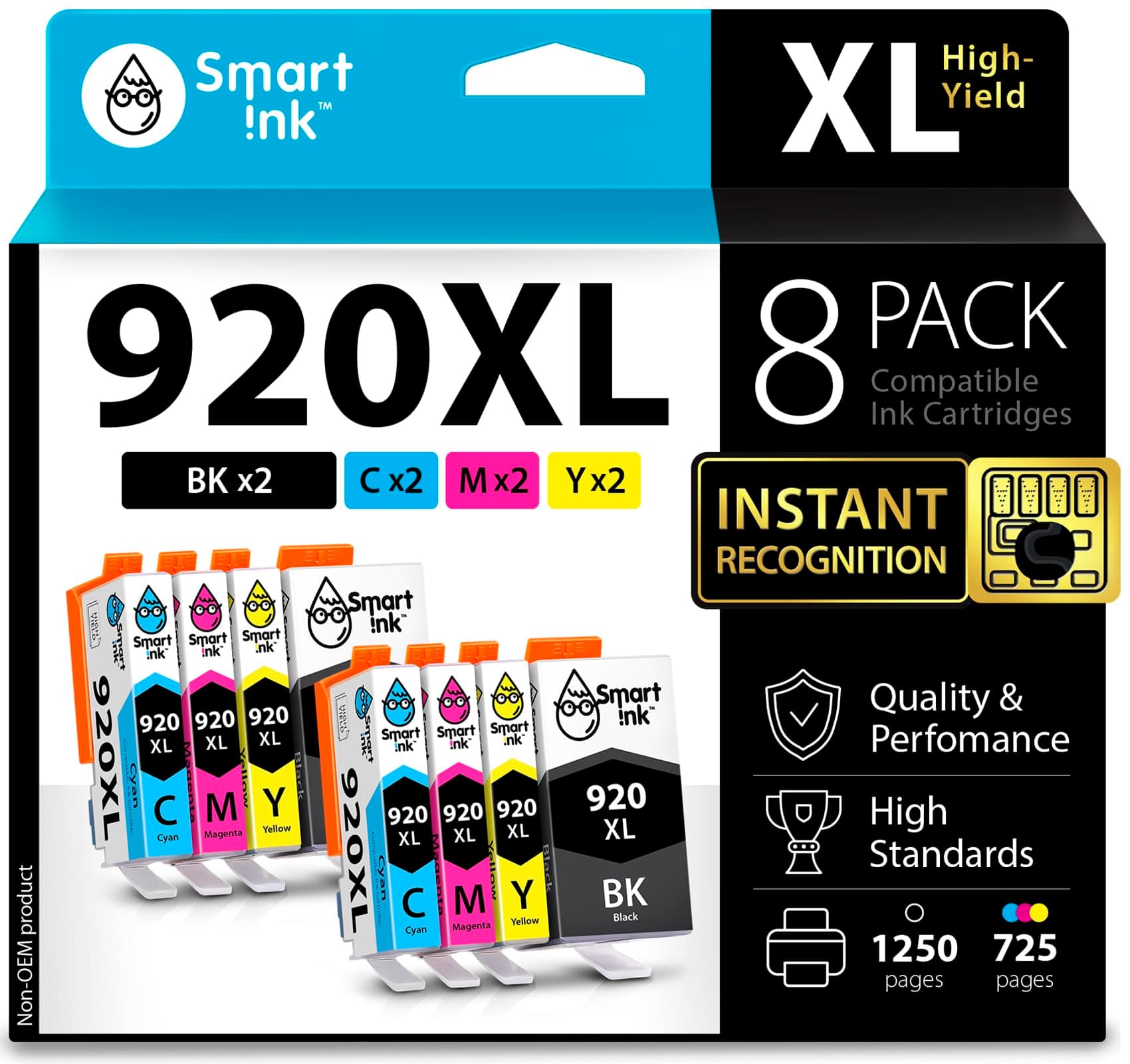 Smart Ink Compatible Ink Cartridge Replacement for HP 920 XL 920XL (2BK & 2C/M/Y 8 Pack Combo) compatible with HP Officejet 6000 6500 6500A 7000 7500A
