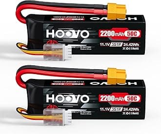 HOOVO 3S 11.1V 2200mAh 50C Lipo Battery with XT60 Connector for RC Helicopter Airplane Quadcopter UAV Drone FPV (2 Pack)