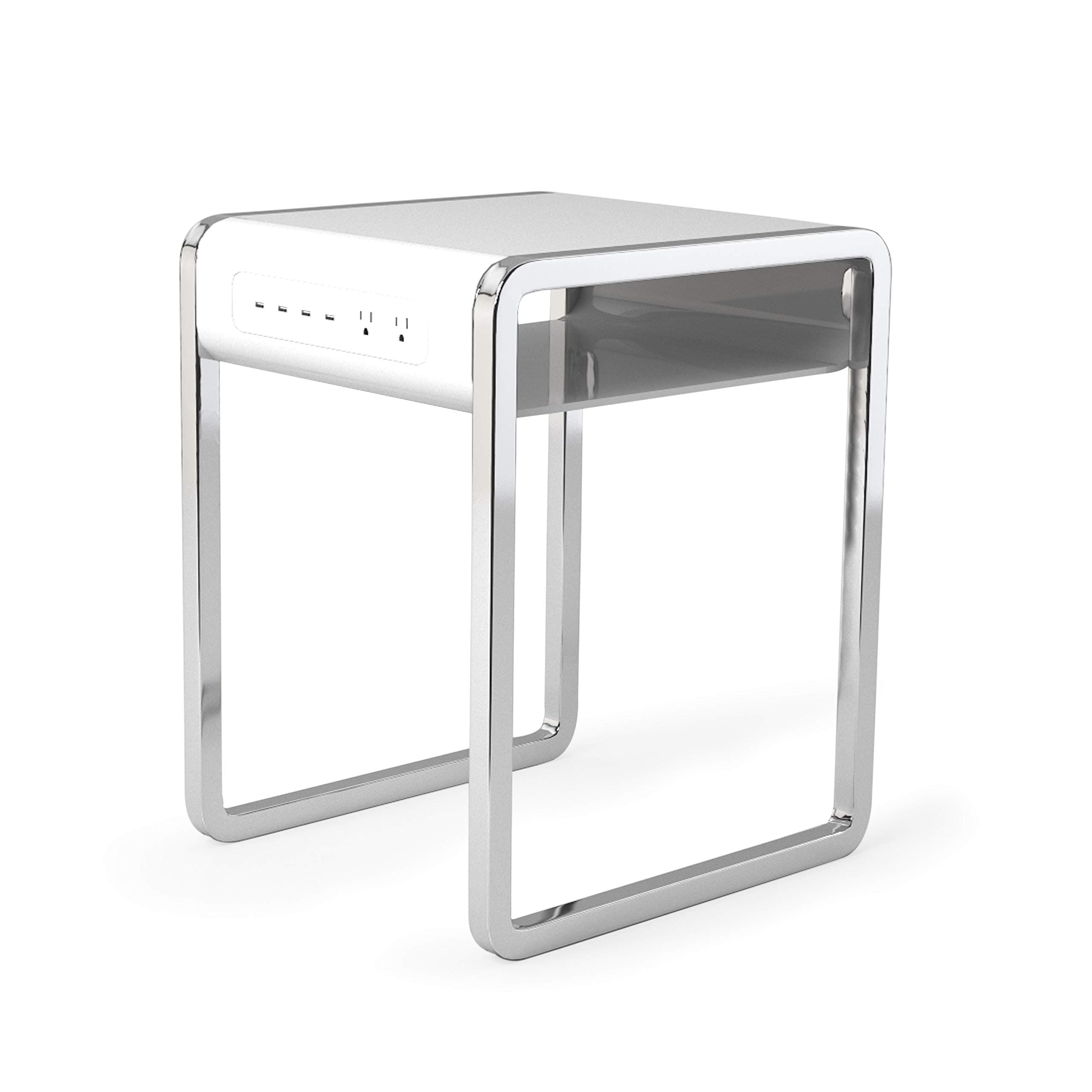 Atomi Lean Charging Table - 4 USB Ports, 2 Power Outlets - White